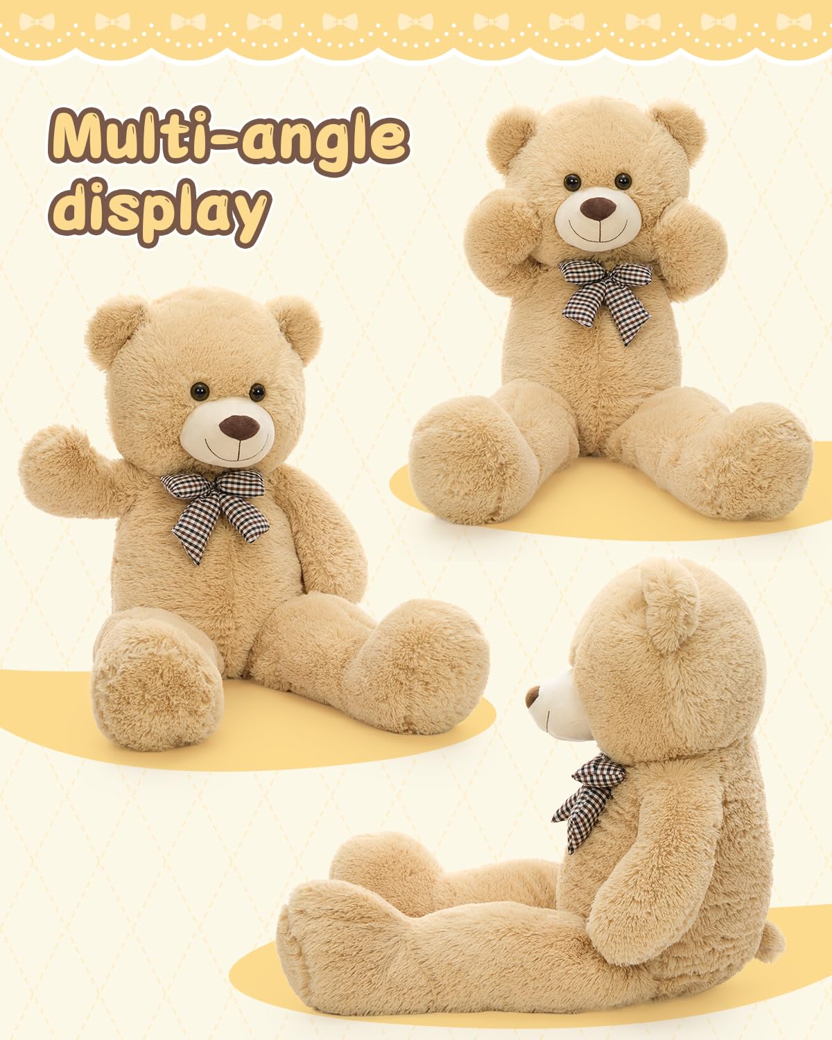MaoGoLan Giant Teddy Bear Plush Toy - 39-Inch Ultra-Soft Tan Bear for Gifts, Baby Showers & Valentines Day