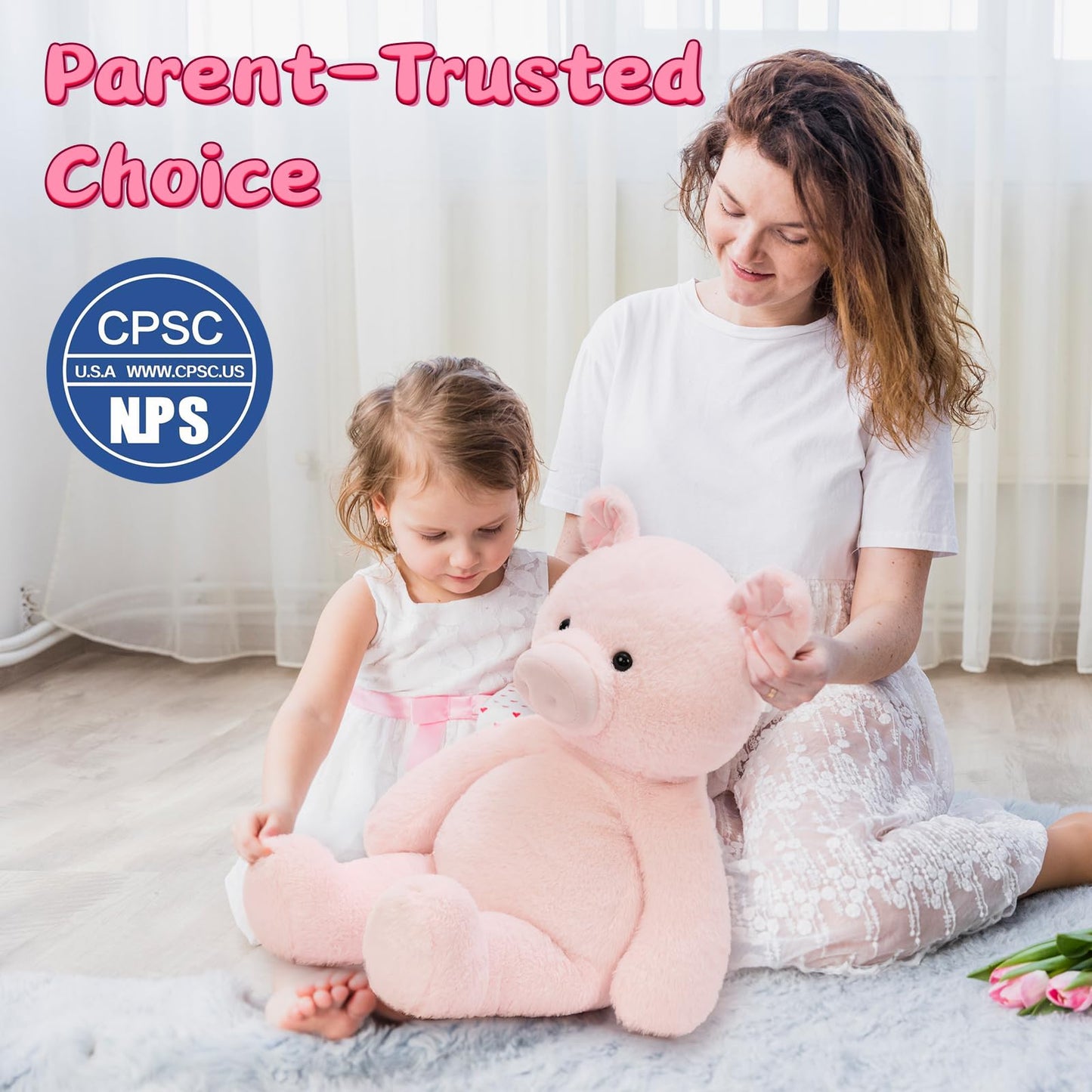 MaoGoLan 24-Inch Large Pink Pig Plush | Cute Piglet Stuffed Animal for Kids, Farm Decor & Gifts