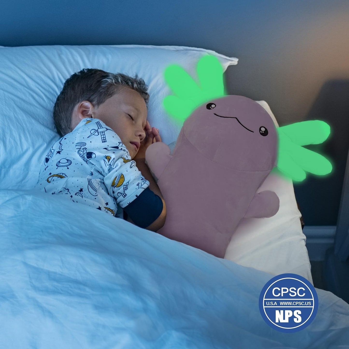 MaoGoLan Giant Axolotl Plush Pillow – Glow-in-the-Dark Purple Salamander Body Pillow