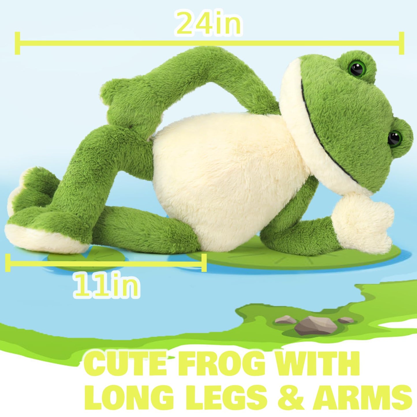 MaoGoLan 24-Inch Giant Frog Plush — Soft Green Stuffed Animal for Kids & Teens