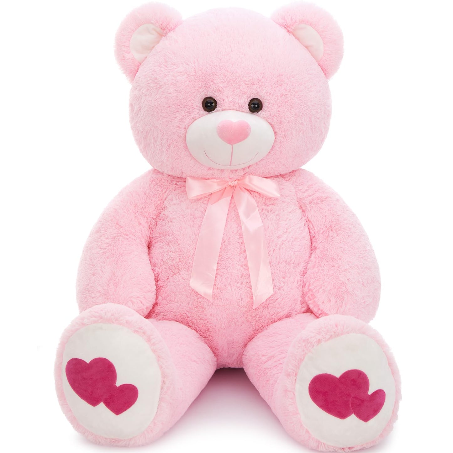 MaoGoLan Giant Pink Teddy Bear Plush 47 Inch – Heart Footprints & Heart Nose