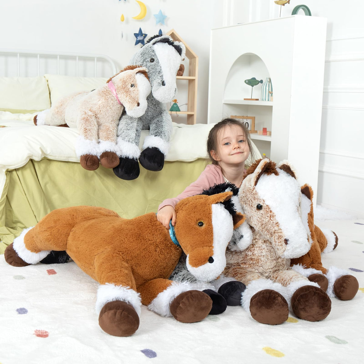 MaoGoLan Large Horse Stuffed Animal – 47-Inch Plush Pony for Play, Sleep, and Decor
