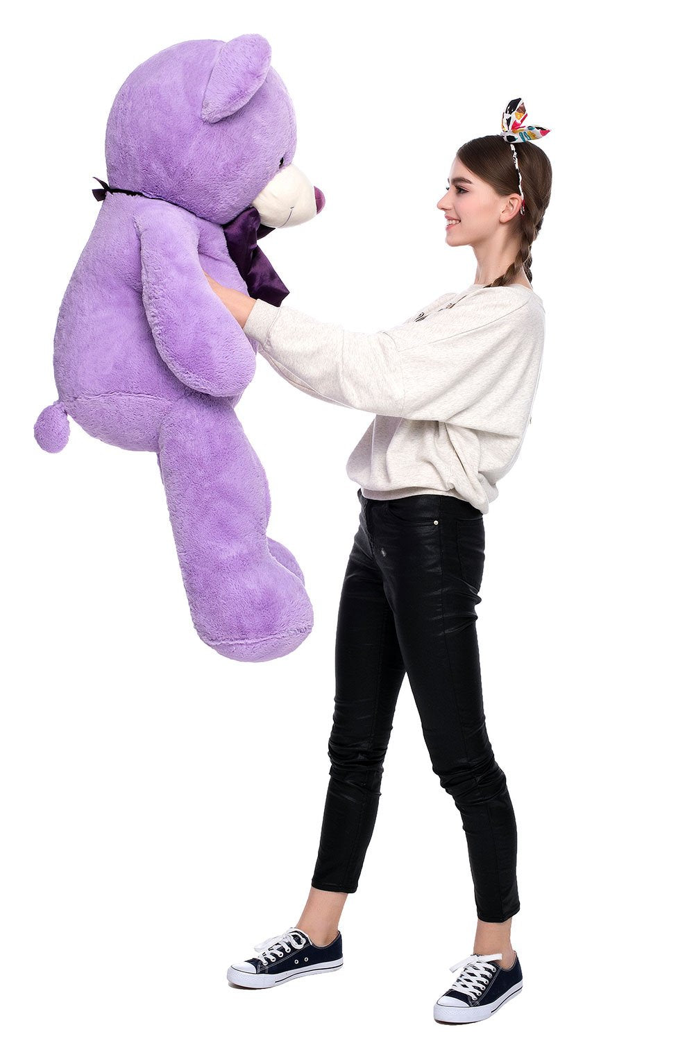 MaoGoLan Giant Purple Teddy Bear — 47-Inch Life-Size Plush for Cozy Hugs and Gift-Giving