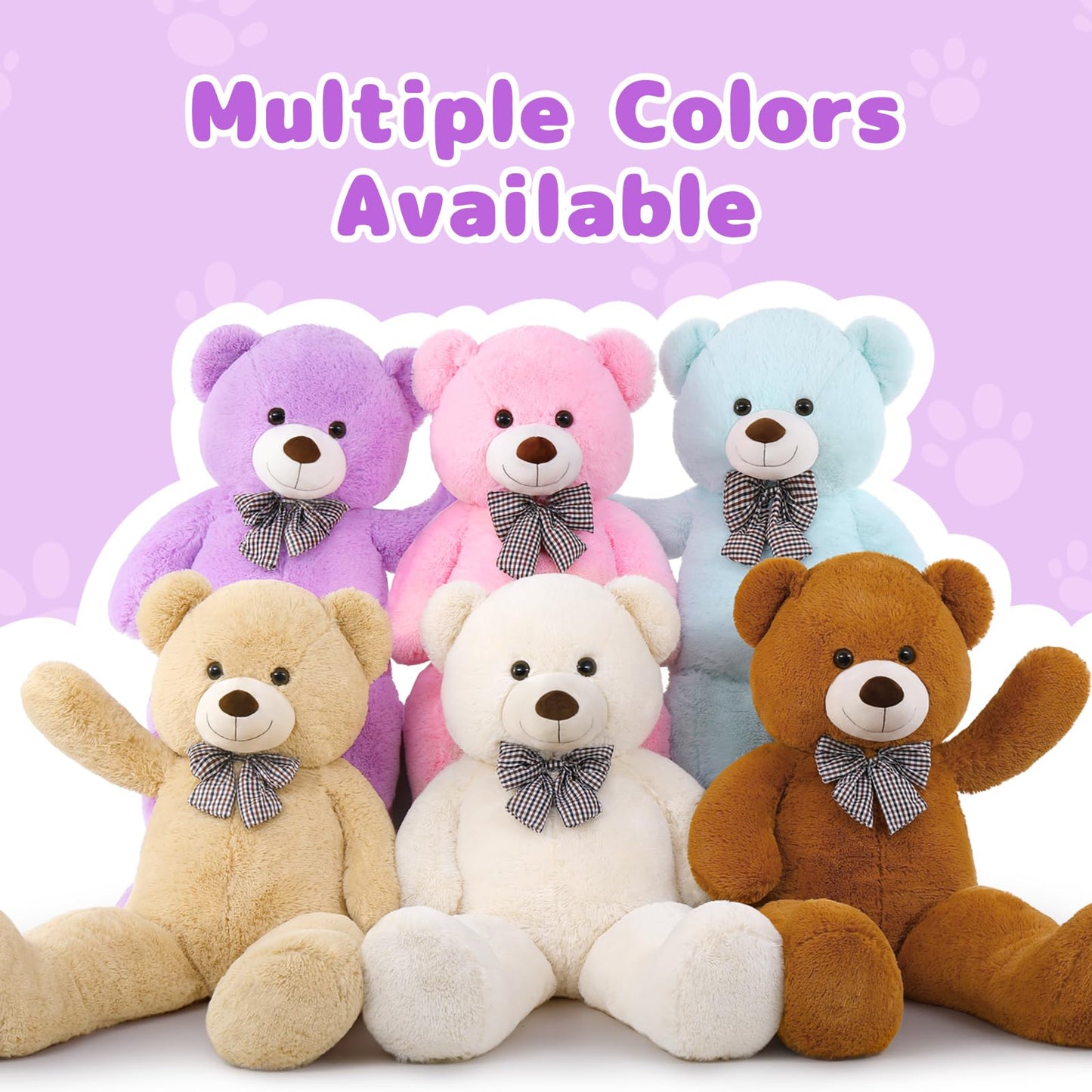 MaoGoLan Giant Purple Teddy Bear 55-Inch Life Size Plush — Huge Soft Stuffed Animal