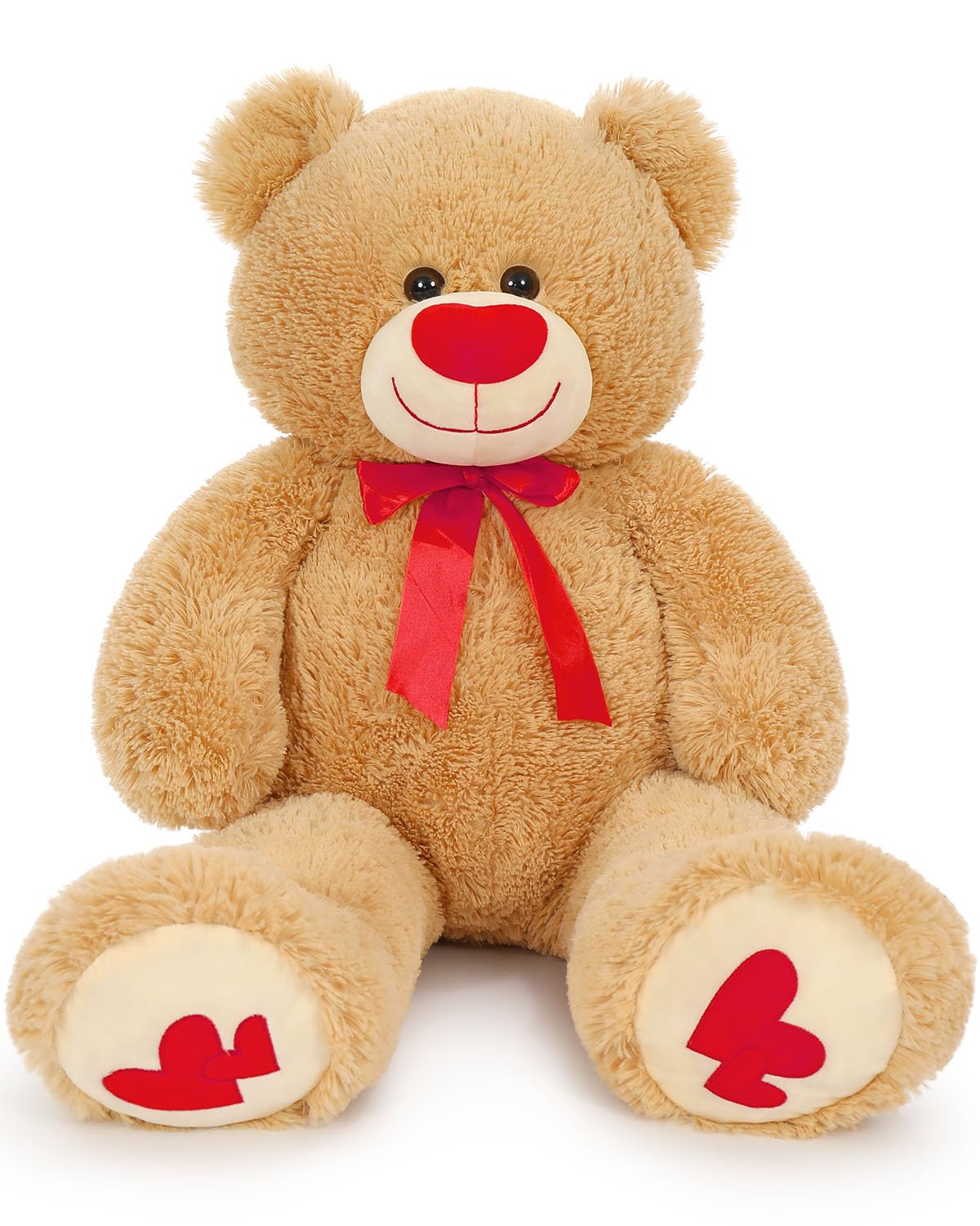 MaoGoLan Giant Teddy Bear 36-inch Plush – Red Heart Footprints, Valentines Gift & Long-Distance Love