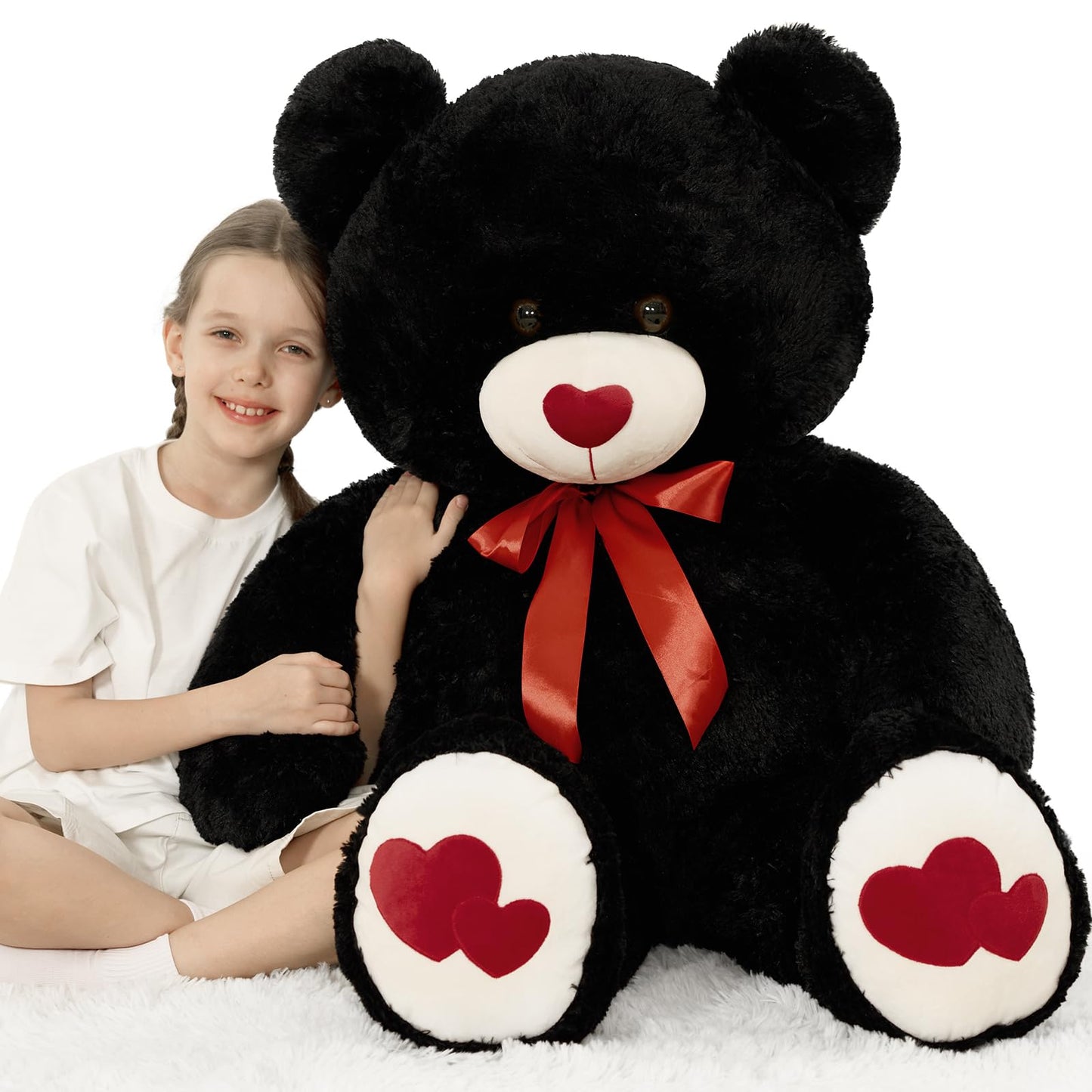 MaoGoLan Giant 47-Inch Teddy Bear Plush – Heart Footprints & Heart Nose | Valentine Gift
