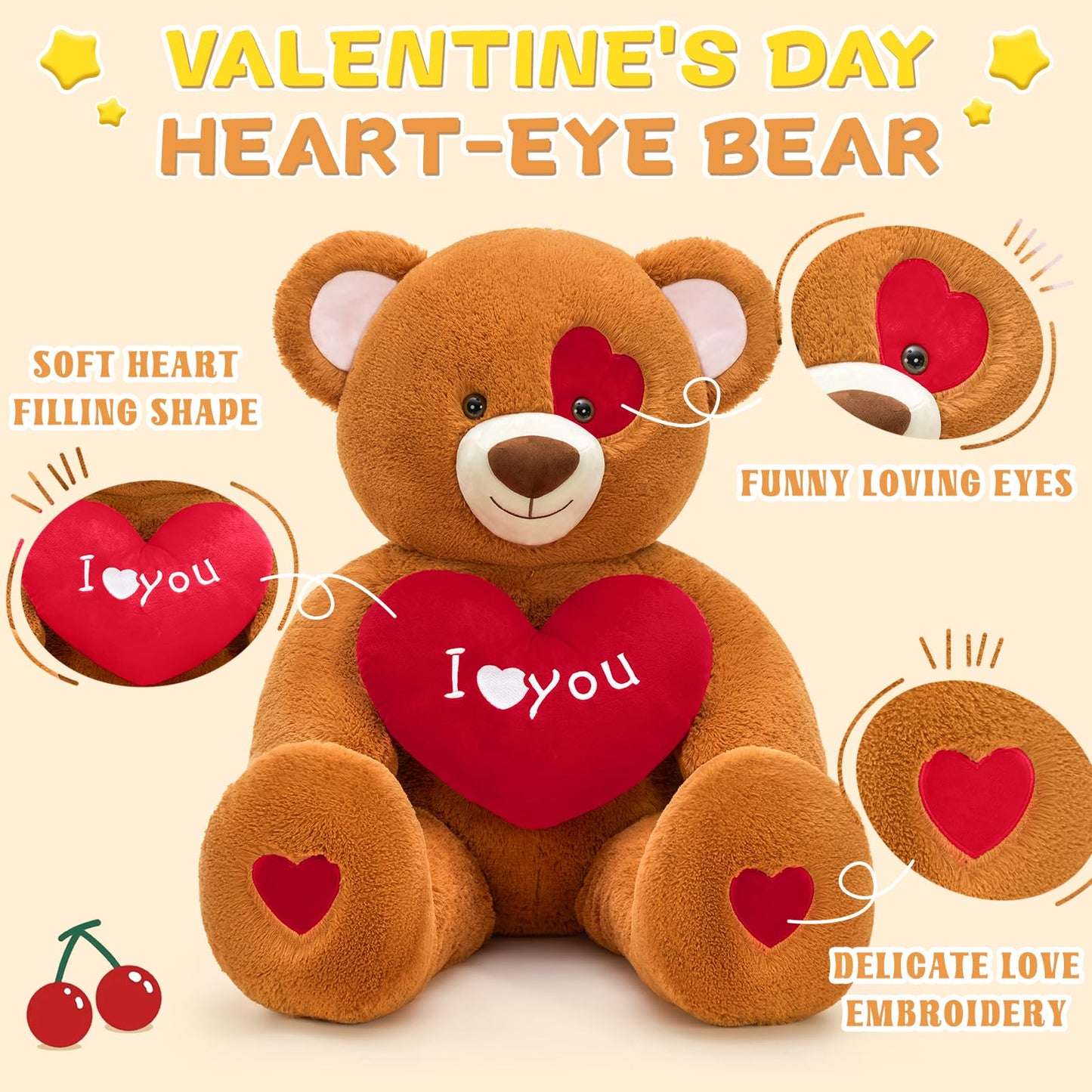 MaoGoLan Giant 4ft Teddy Bear with Heart – Romantic Valentines Gift