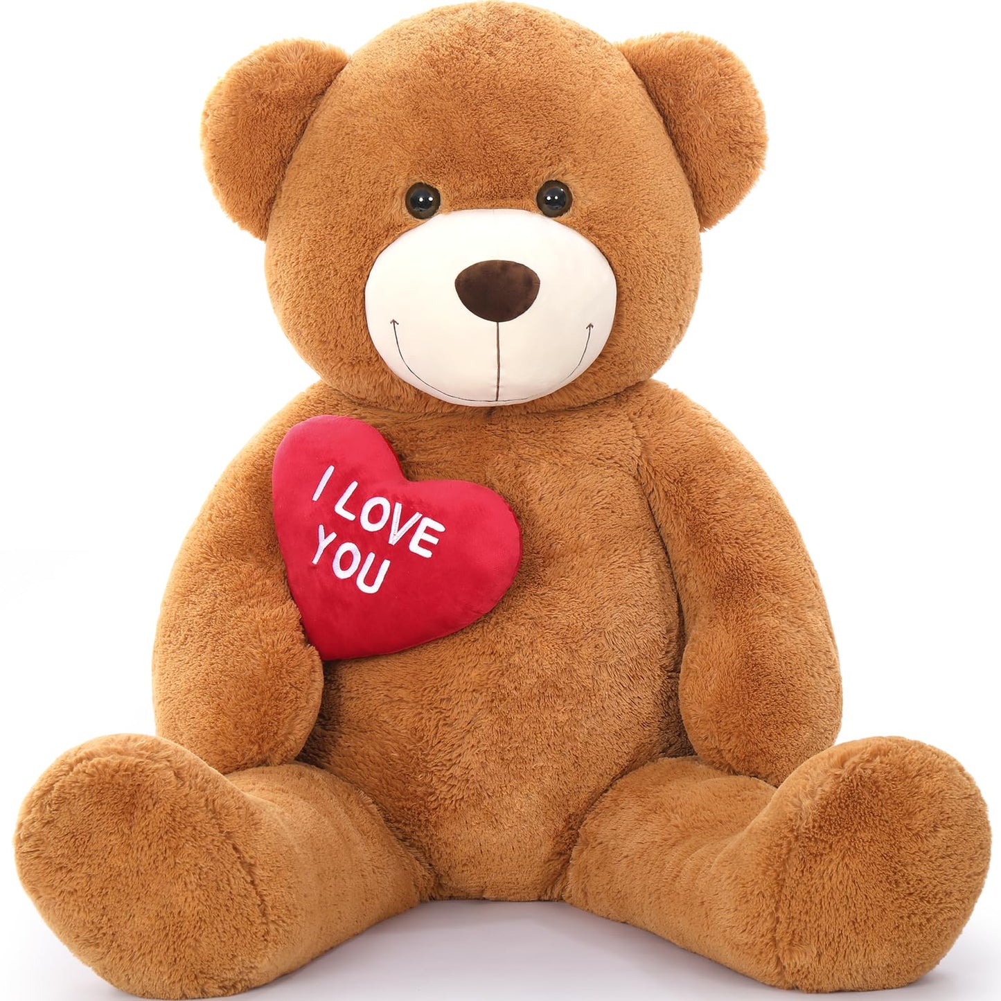 MaoGoLan Giant Teddy Bear 5 Feet - I Love You Red Heart Big Dark Brown Plush Gift