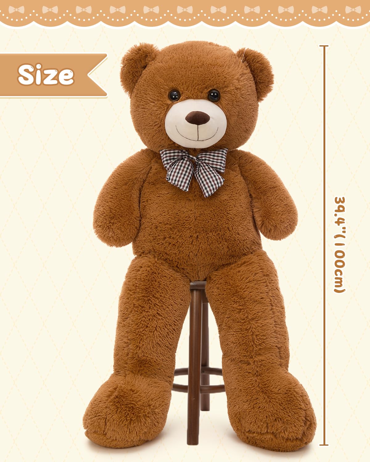MaoGoLan Giant Teddy Bear Plush Toy – 39-Inch Ultra-Soft Large Stuffed Animal