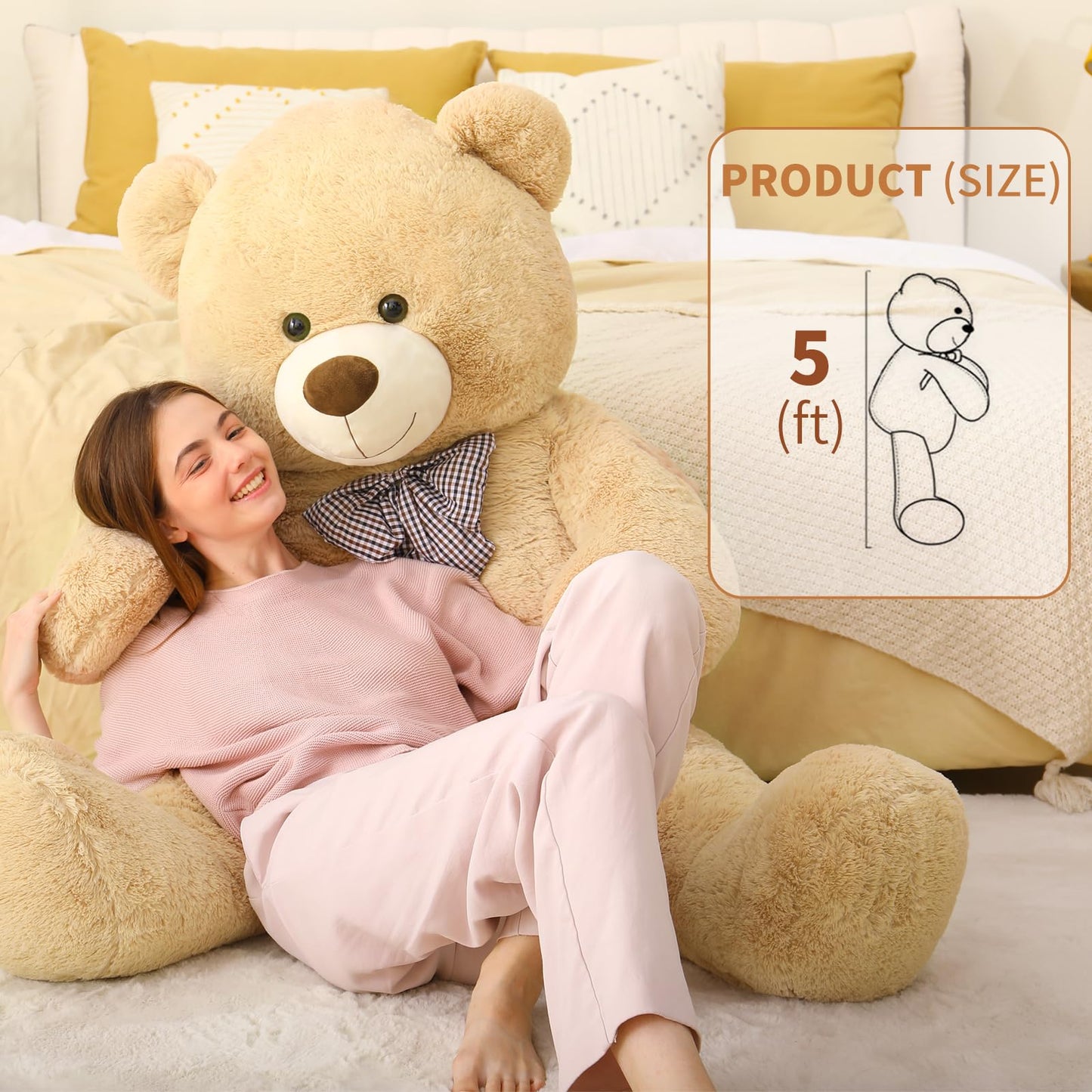 MaoGoLan Giant Teddy Bear Plush – Life-Size, Ultra-Soft Cuddle Gift for Baby Showers, Christmas, Valentines