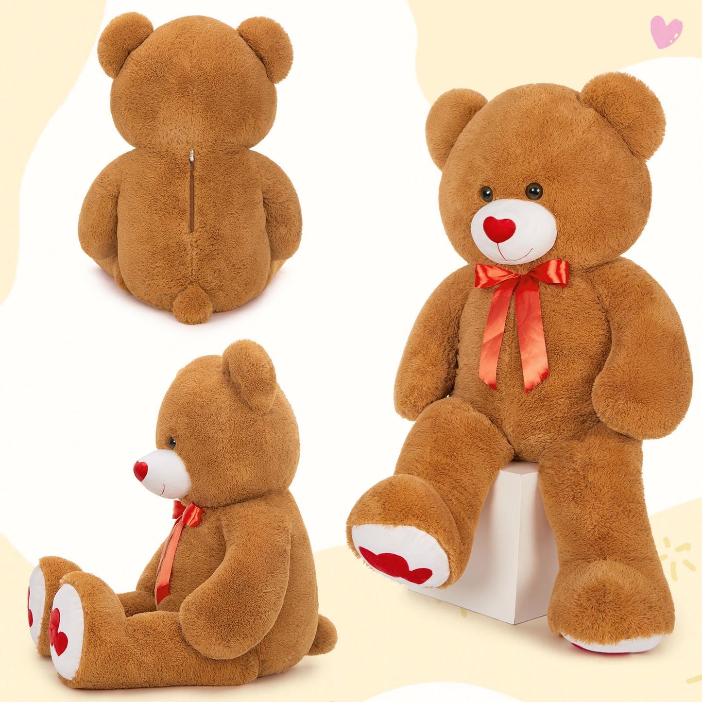 MaoGoLan Giant Teddy Bear Plush 47\" - 4ft Dark Brown Valentines Gift