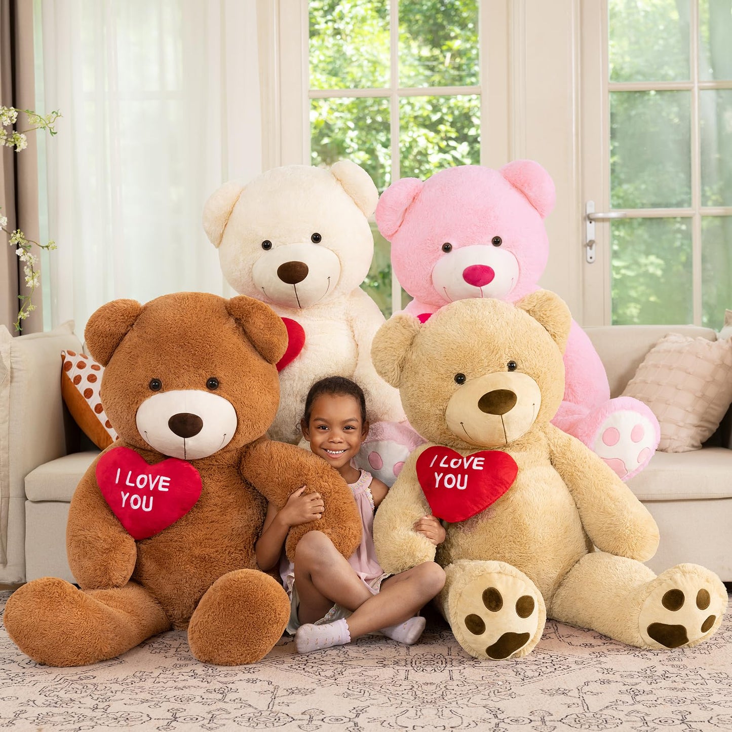 MaoGoLan Big Teddy Bear 4.3ft - I Love You Red Heart Giant Plush Toy