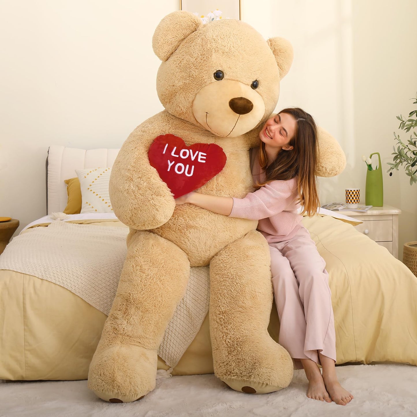 MaoGoLan Giant Teddy Bear 6ft - Red Heart Plush for Valentines, Anniversary & Birthday