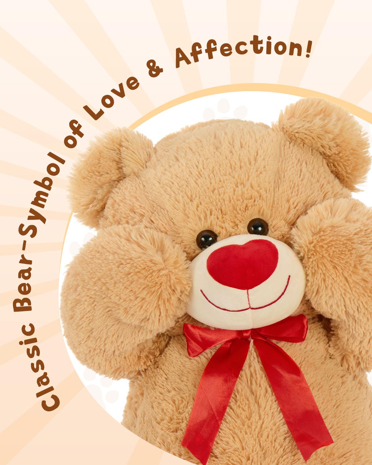 MaoGoLan Giant Teddy Bear 36-inch Plush – Red Heart Footprints, Valentines Gift & Long-Distance Love