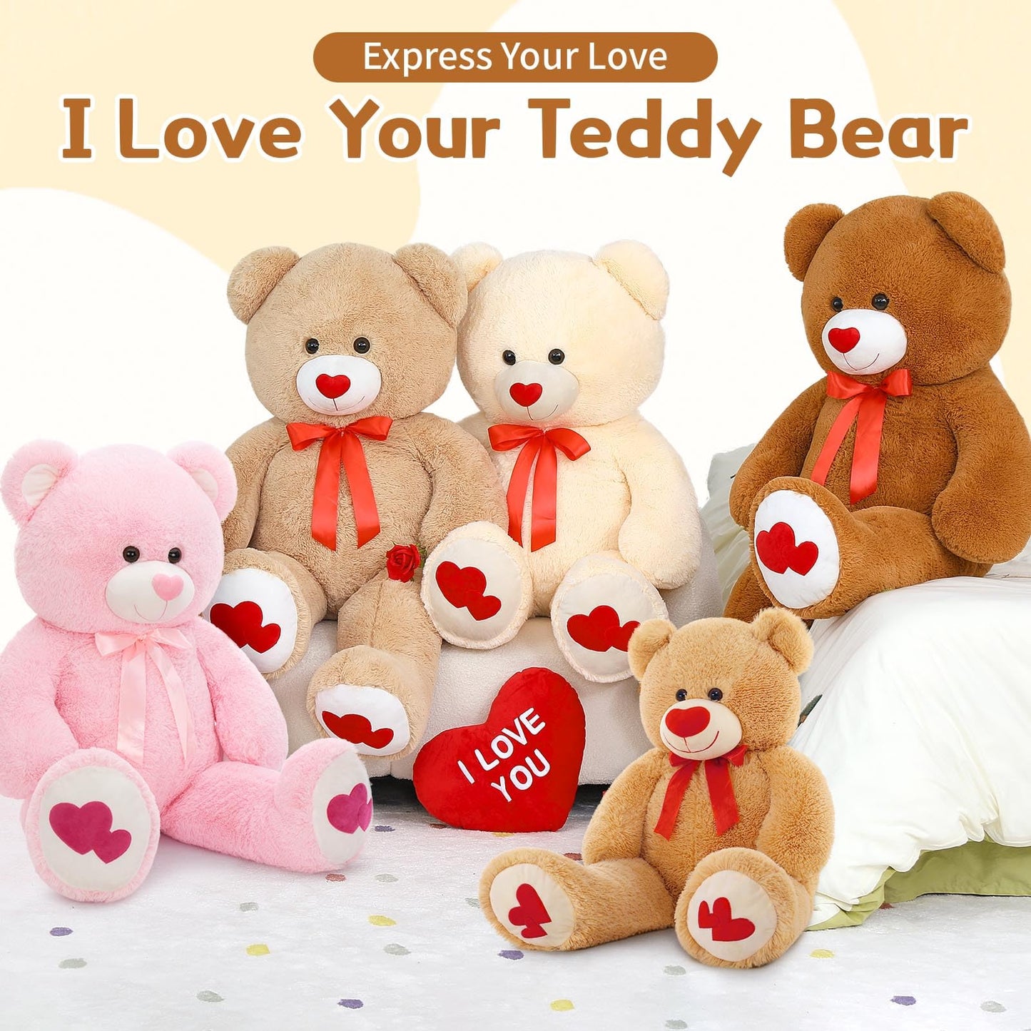 MaoGoLan Giant Teddy Bear Plush 47\" - 4ft Dark Brown Valentines Gift