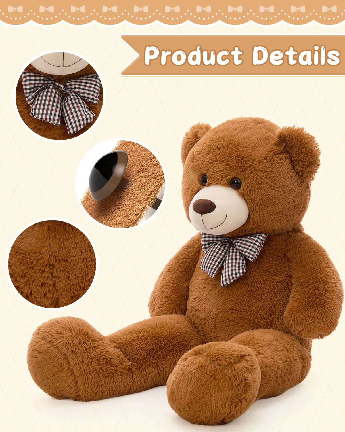 MaoGoLan Giant Teddy Bear Plush Toy – 39-Inch Ultra-Soft Large Stuffed Animal