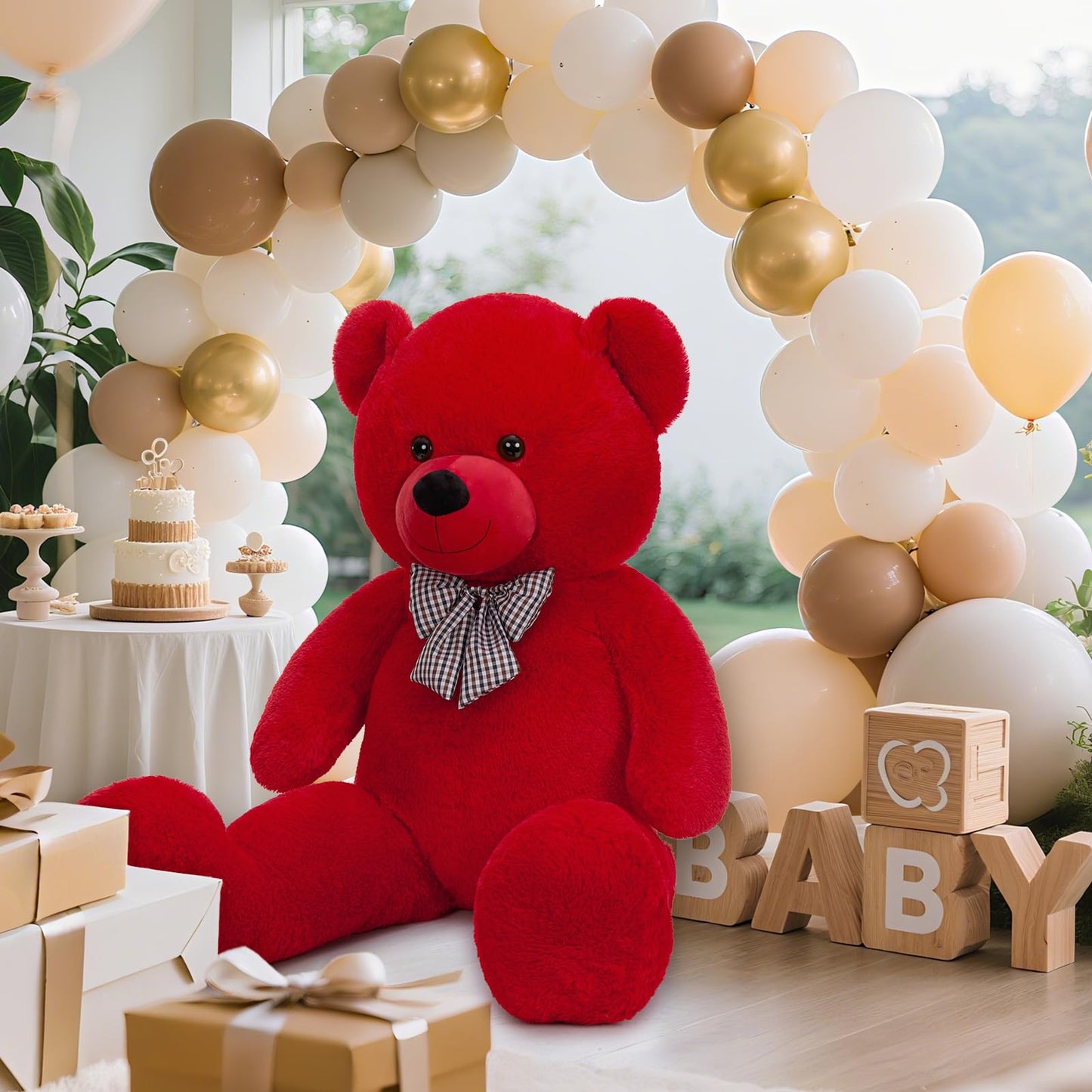 MaoGoLan Giant Teddy Bear 47in Red Plush — Big Cuddle Buddy Gift