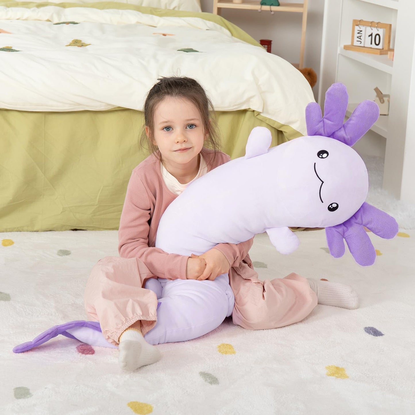 MaoGoLan Giant Axolotl Plush Pillow – Glow-in-the-Dark Purple Salamander Body Pillow