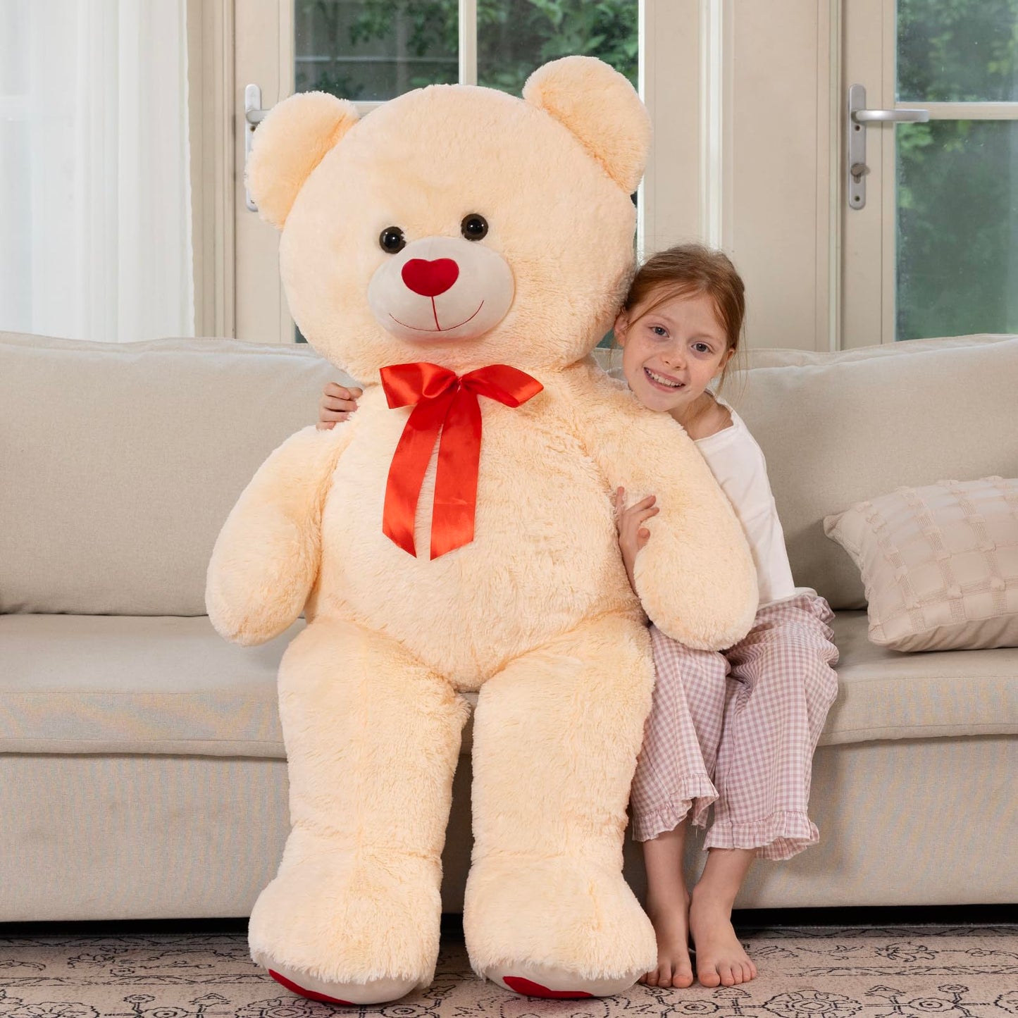MaoGoLan Giant Teddy Bear Plush 47in – Big Valentine Gift with Heart Footprints