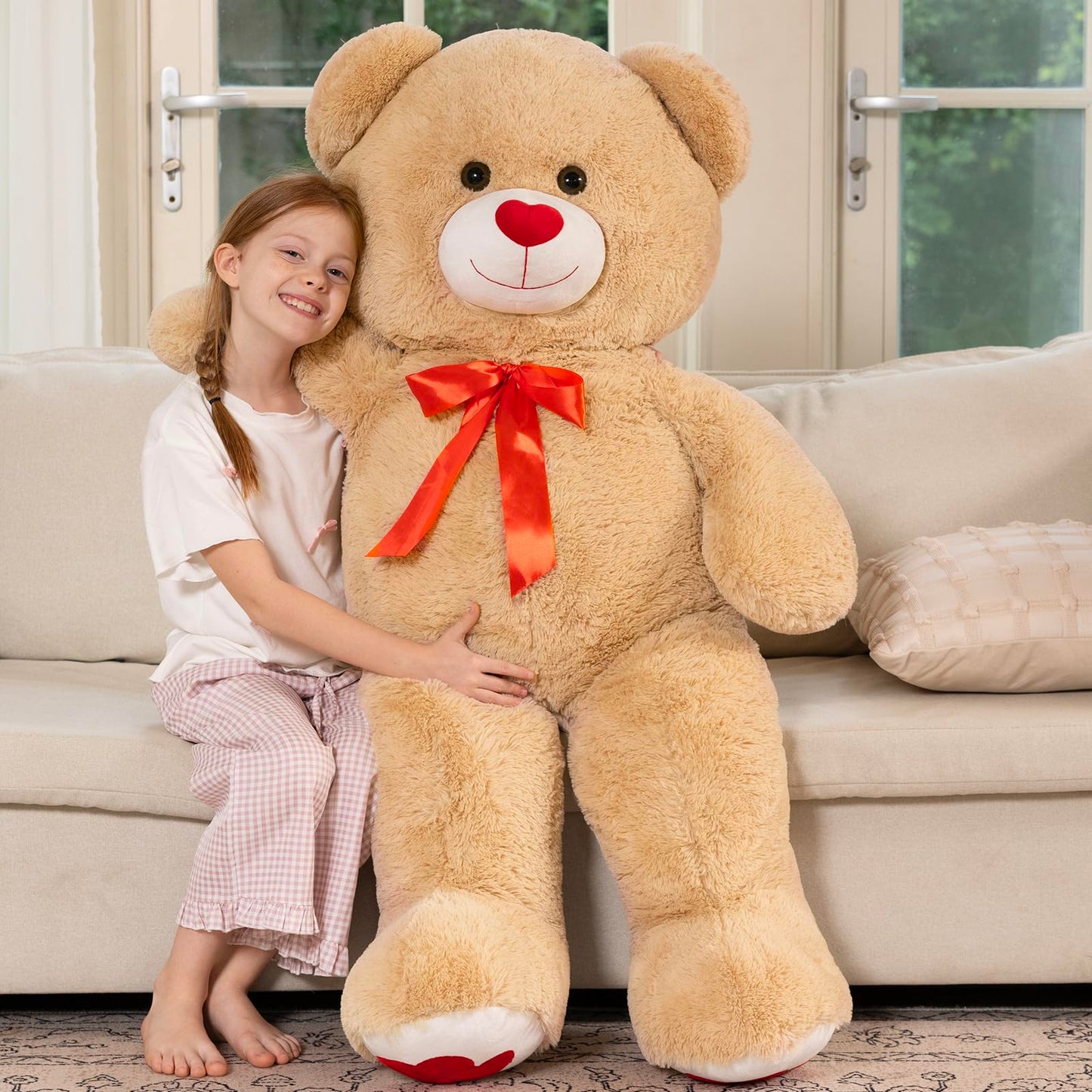 MaoGoLan Giant 47-Inch Teddy Bear Plush – Heart Footprints & Heart Nose | Valentine Gift