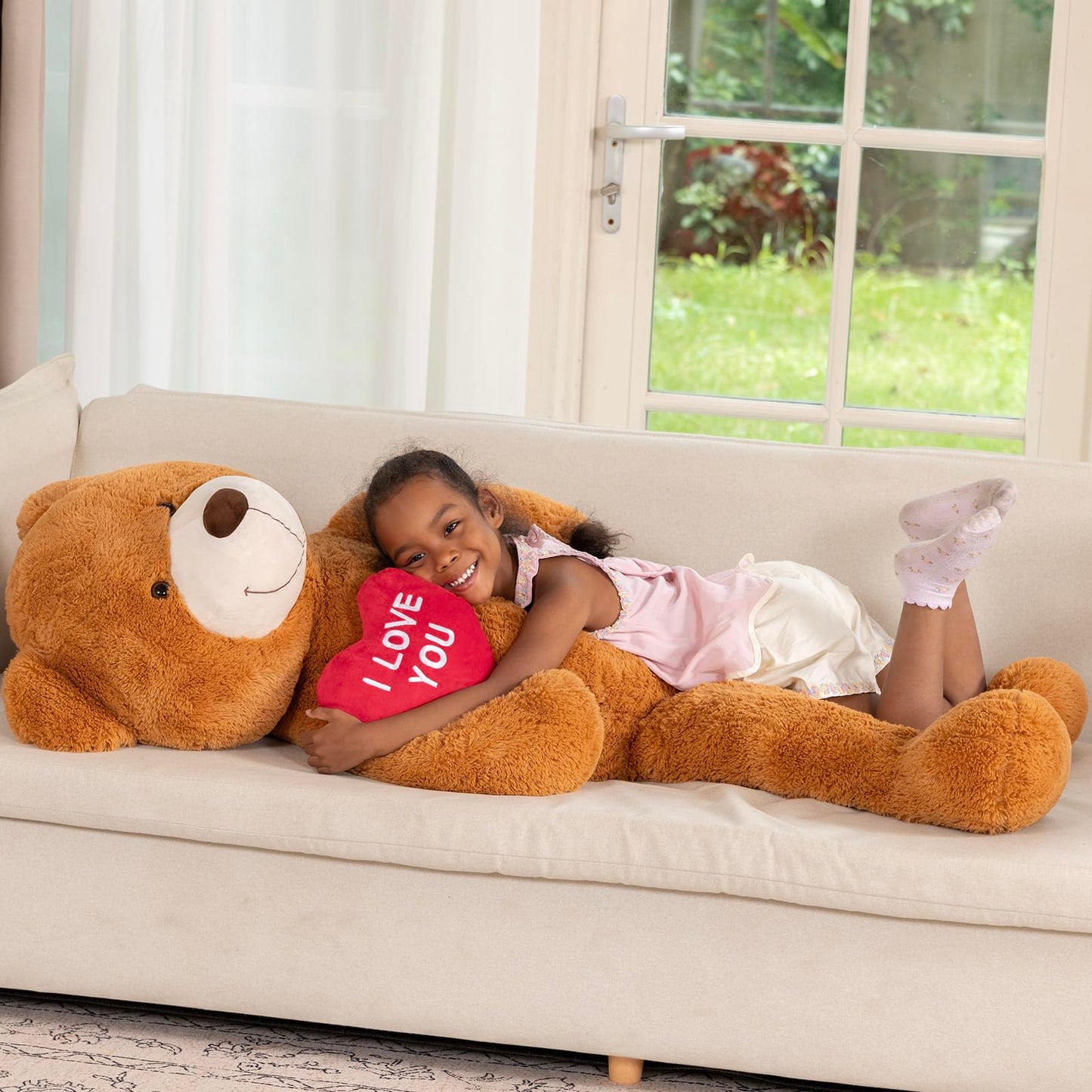 MaoGoLan Big Teddy Bear 4.3ft - I Love You Red Heart Giant Plush Toy