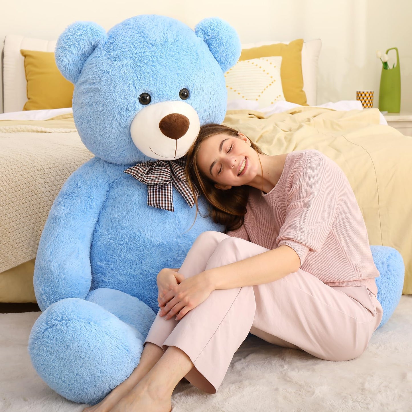 MaoGoLan Large Blue Teddy Bear 55-Inch Jumbo Plush for Cozy Hugs
