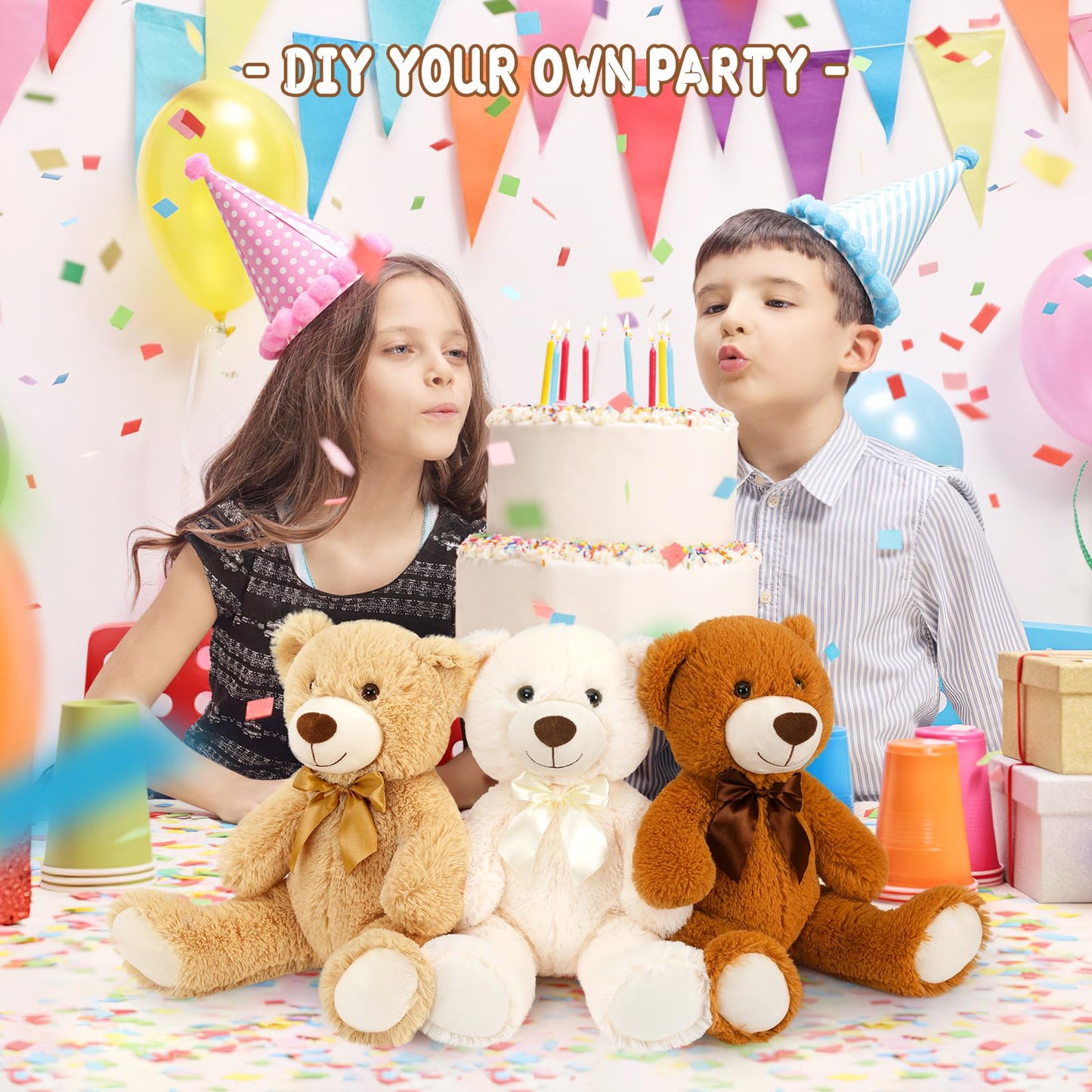 MaoGoLan 15 Pack Teddy Bears Bulk — 14-Inch Plush Toys for Baby Showers, Weddings & Party Decor