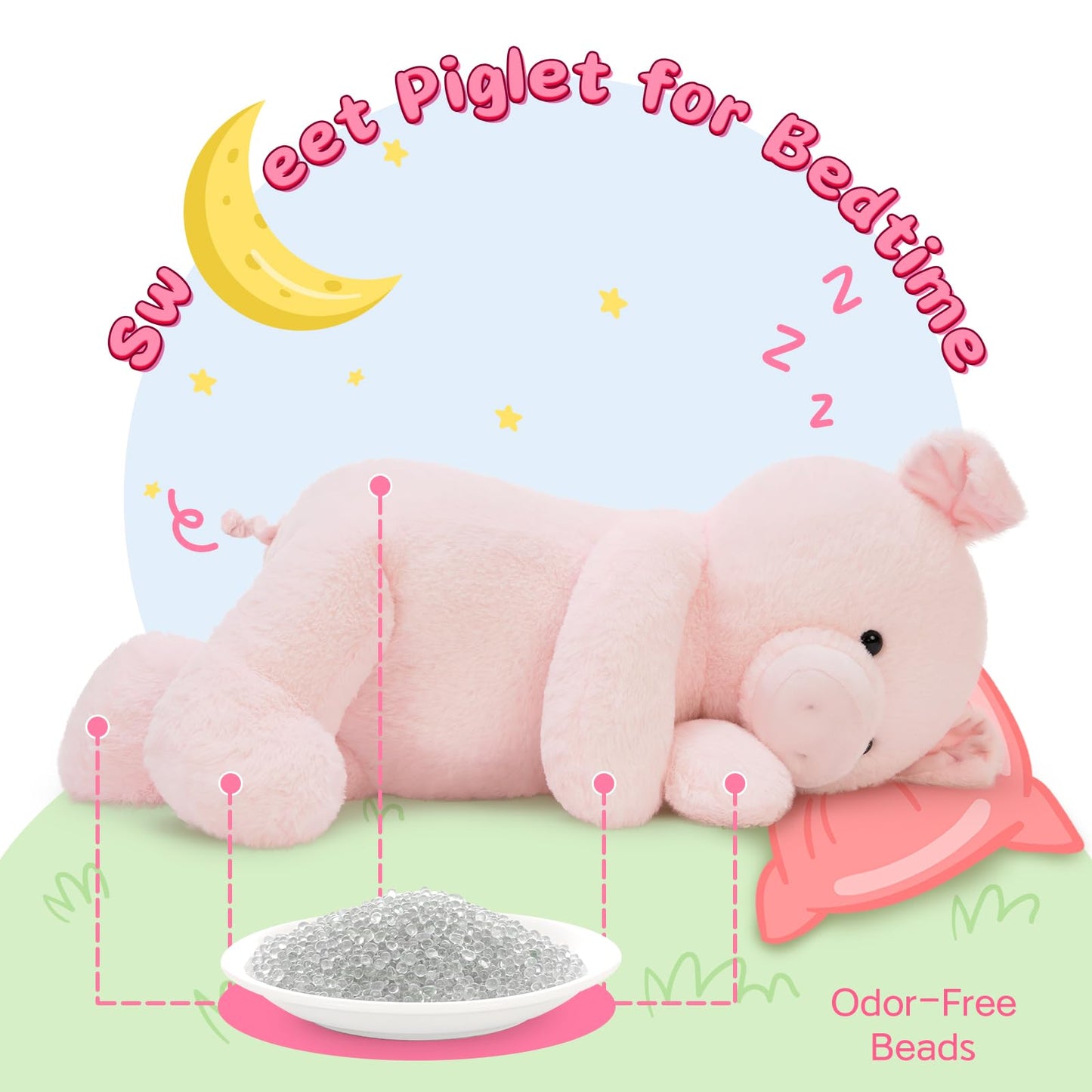 MaoGoLan 24-Inch Large Pink Pig Plush | Cute Piglet Stuffed Animal for Kids, Farm Decor & Gifts