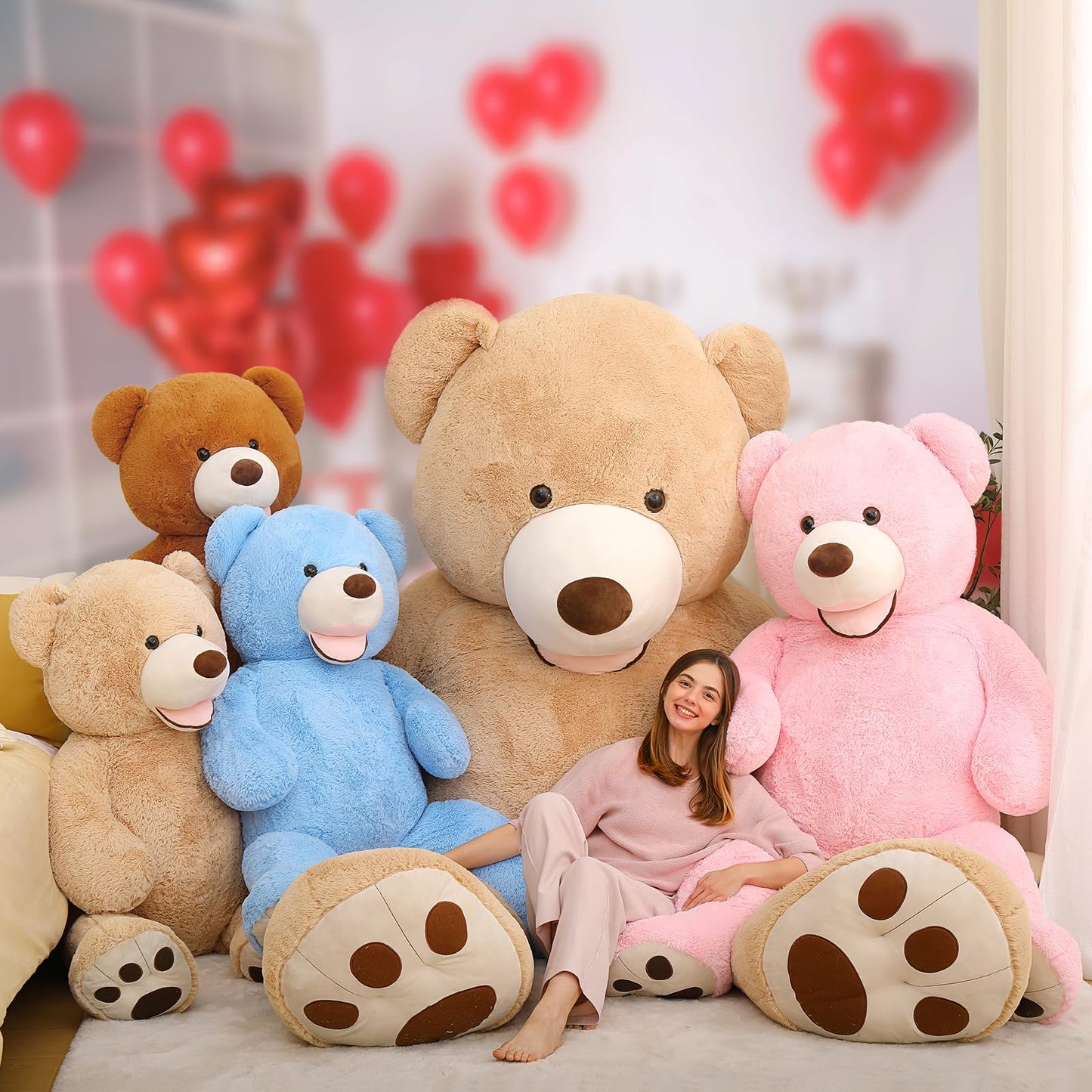 MaoGoLan 6 Feet Giant Plush Teddy Bear — Soft, Fluffy Jumbo Bear for Loved Ones (Brown)