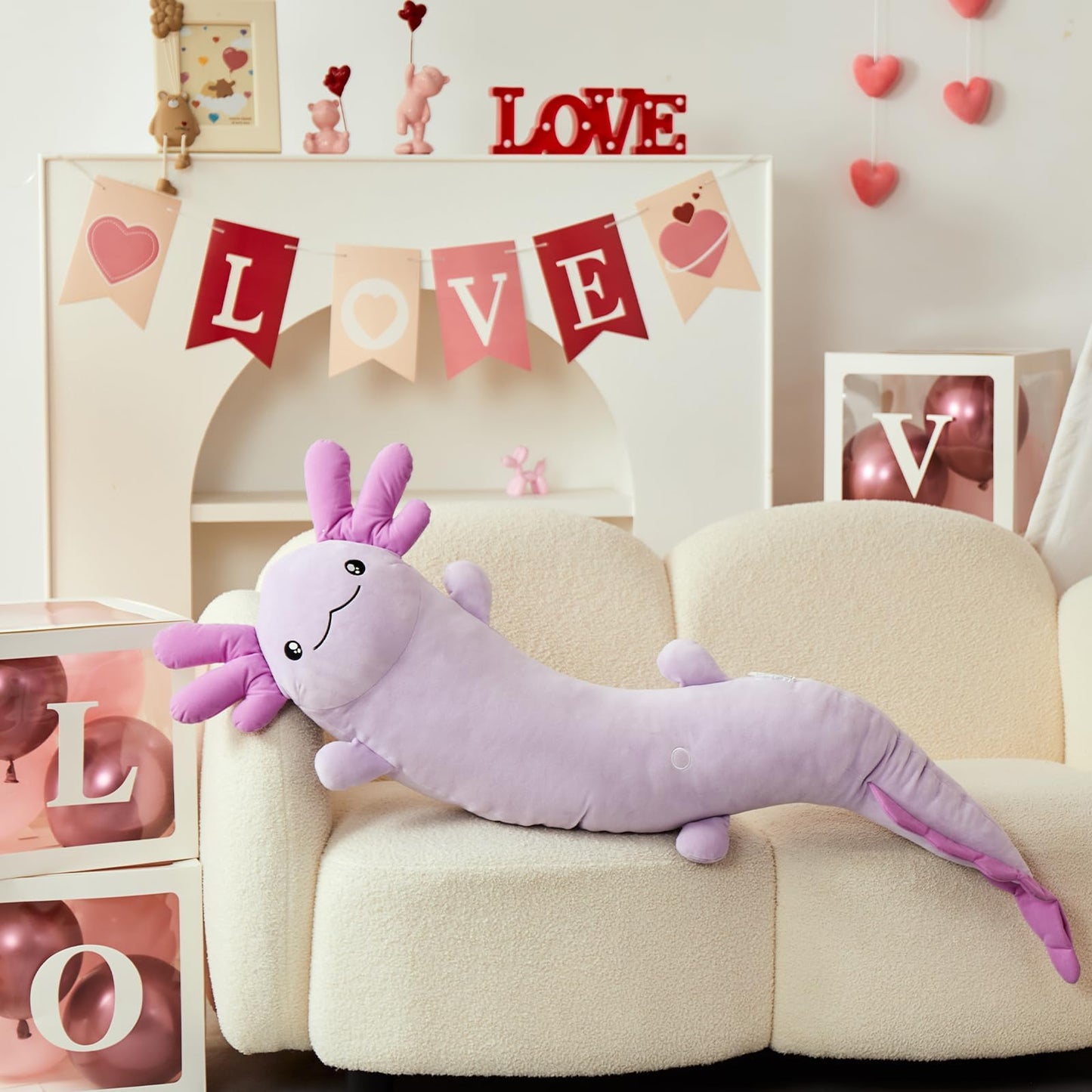 MaoGoLan Giant Axolotl Plush Pillow – Glow-in-the-Dark Purple Salamander Body Pillow