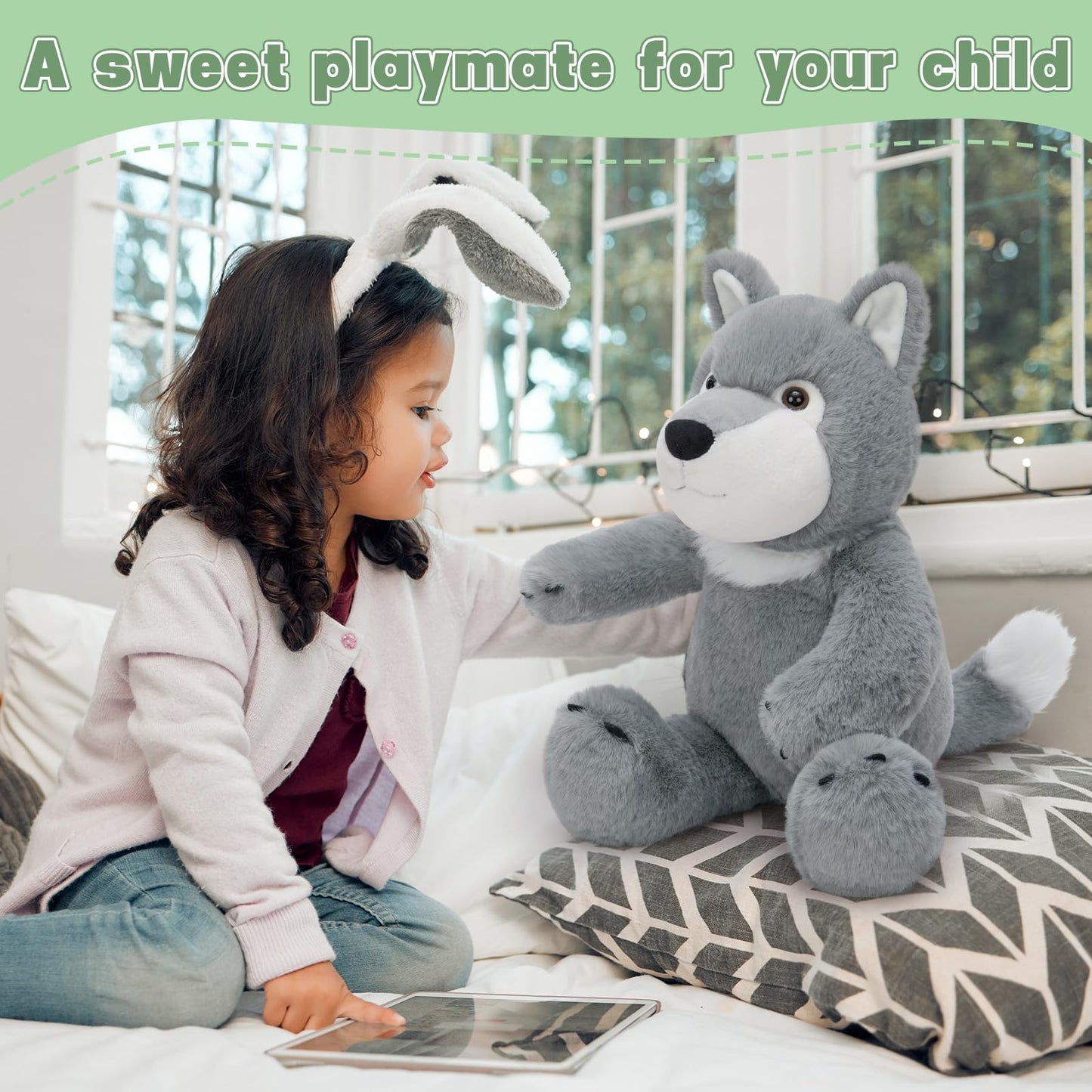MaoGoLan 22-Inch Big Stuffed Wolf Plush – Soft Cuddle Toy for Kids, Decor & Gifts