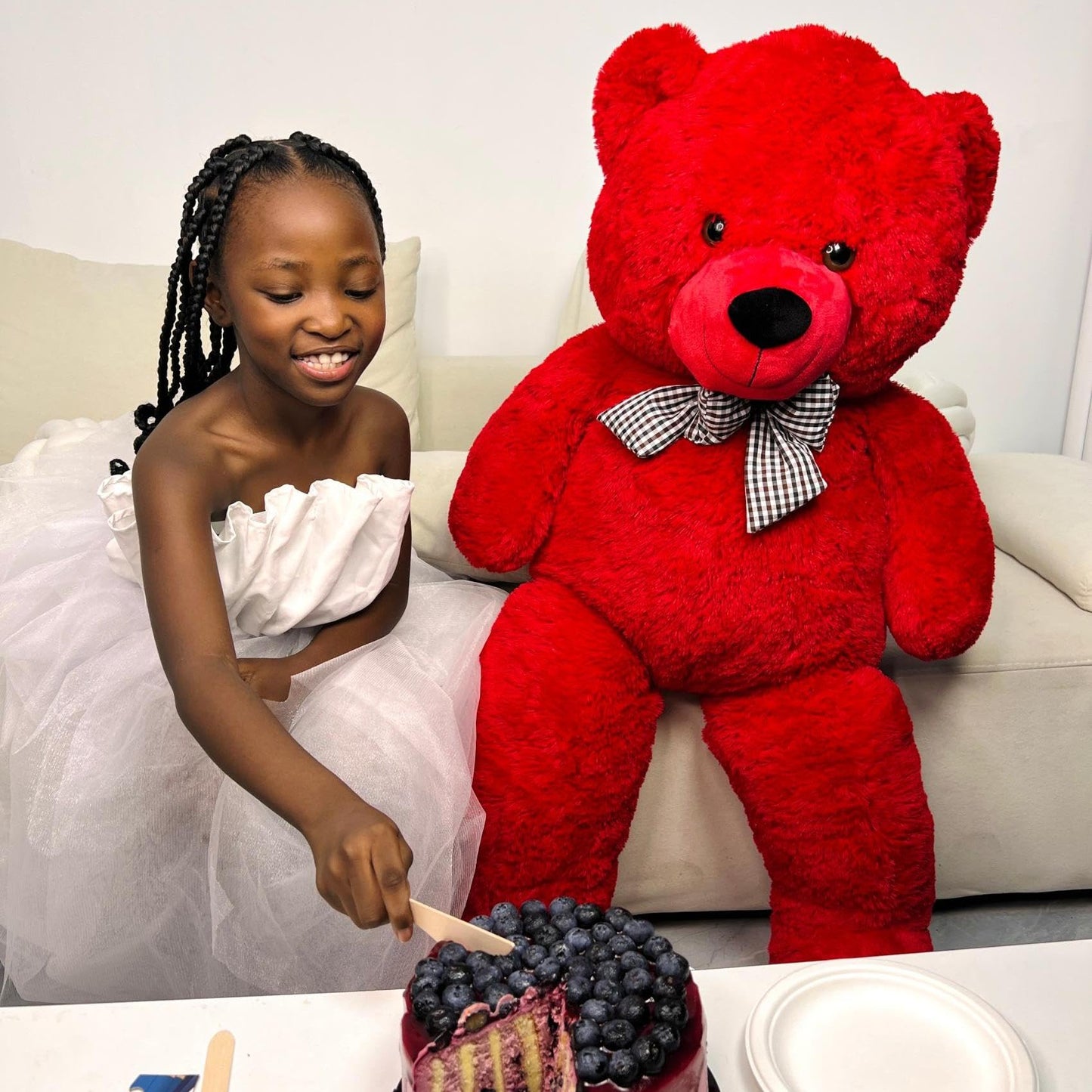 MaoGoLan Giant Teddy Bear 47in Red Plush — Big Cuddle Buddy Gift
