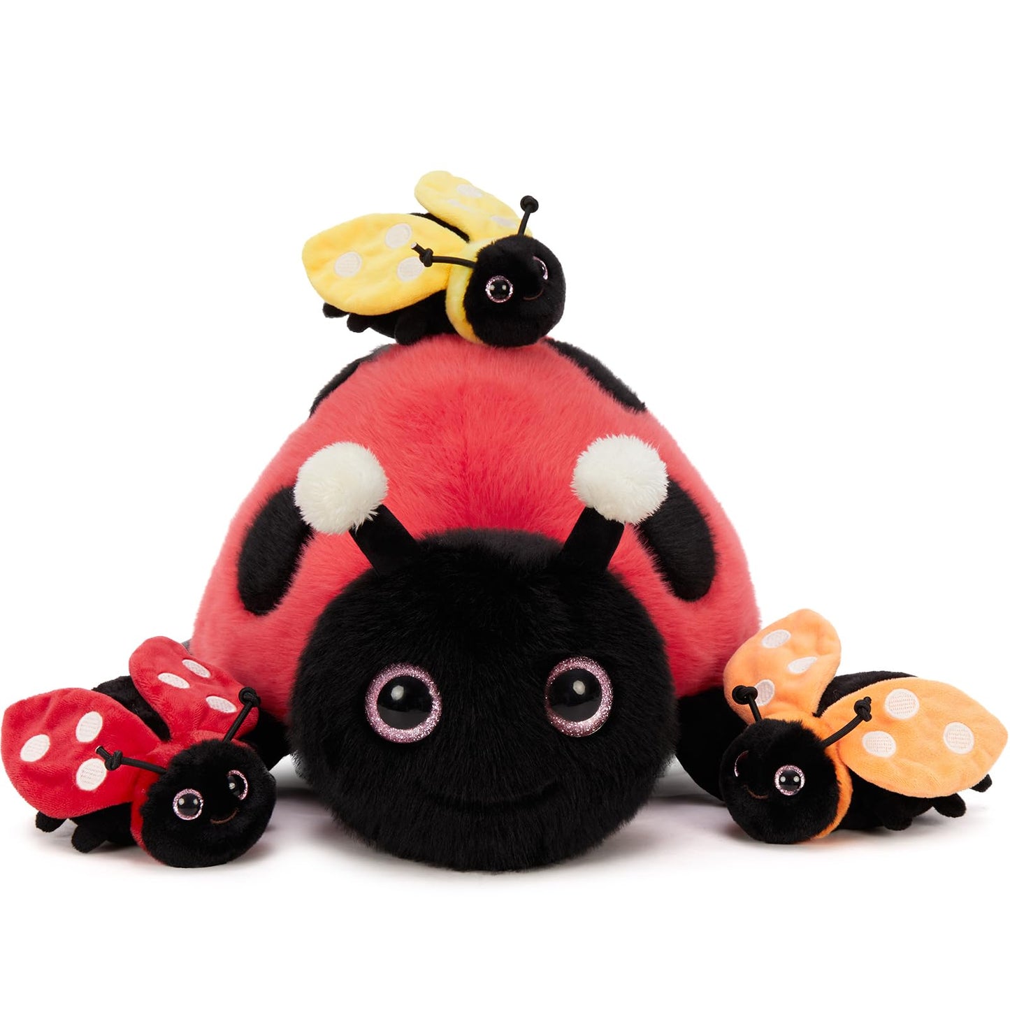 MaoGoLan 4Pcs Ladybug Plush Set – Glow-in-Dark Mama + 3 Babies
