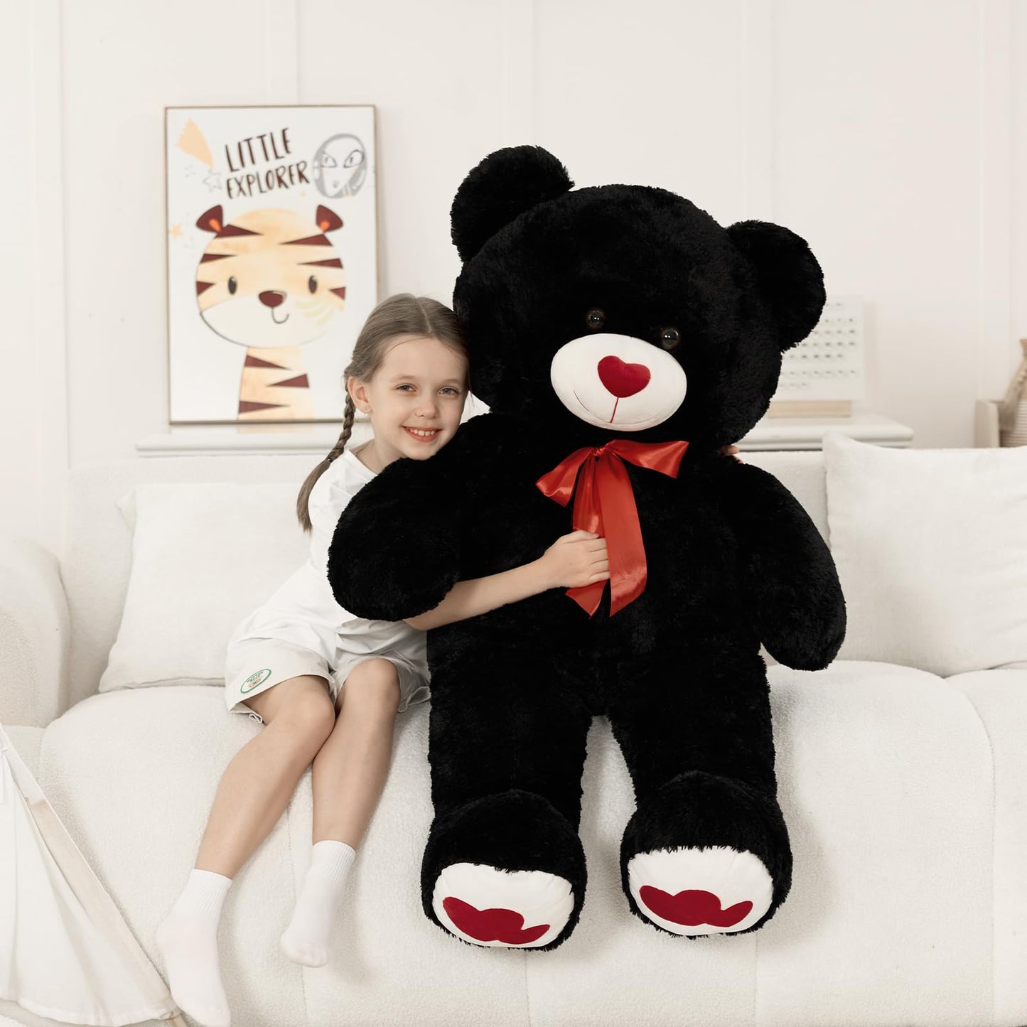 MaoGoLan Giant 47-Inch Teddy Bear Plush – Heart Footprints & Heart Nose | Valentine Gift
