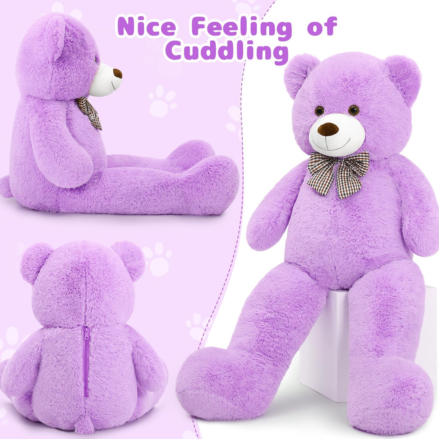 MaoGoLan Giant Teddy Bear 4 Feet – Purple Plush Gift