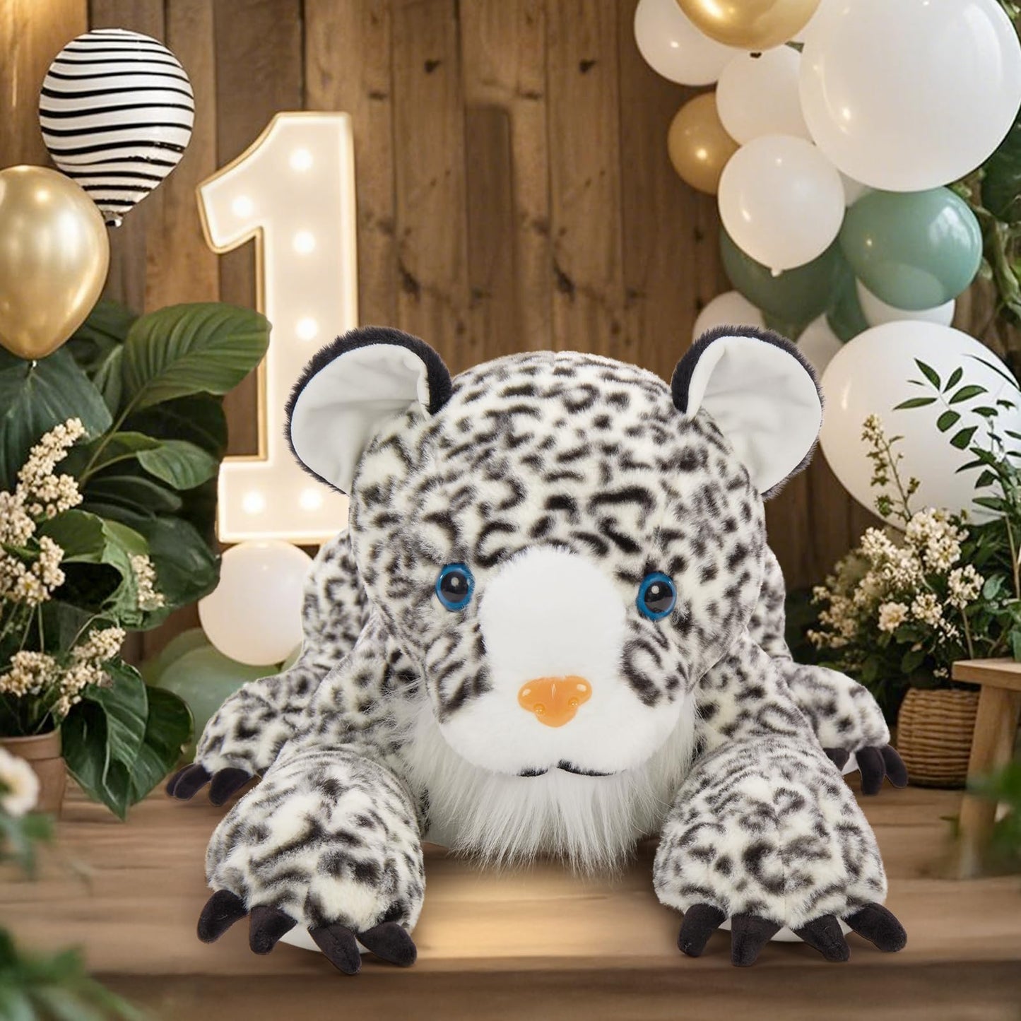 MaoGoLan Giant Realistic Snow Leopard Stuffed Animal – 47” Soft Plush Toy & Pillow