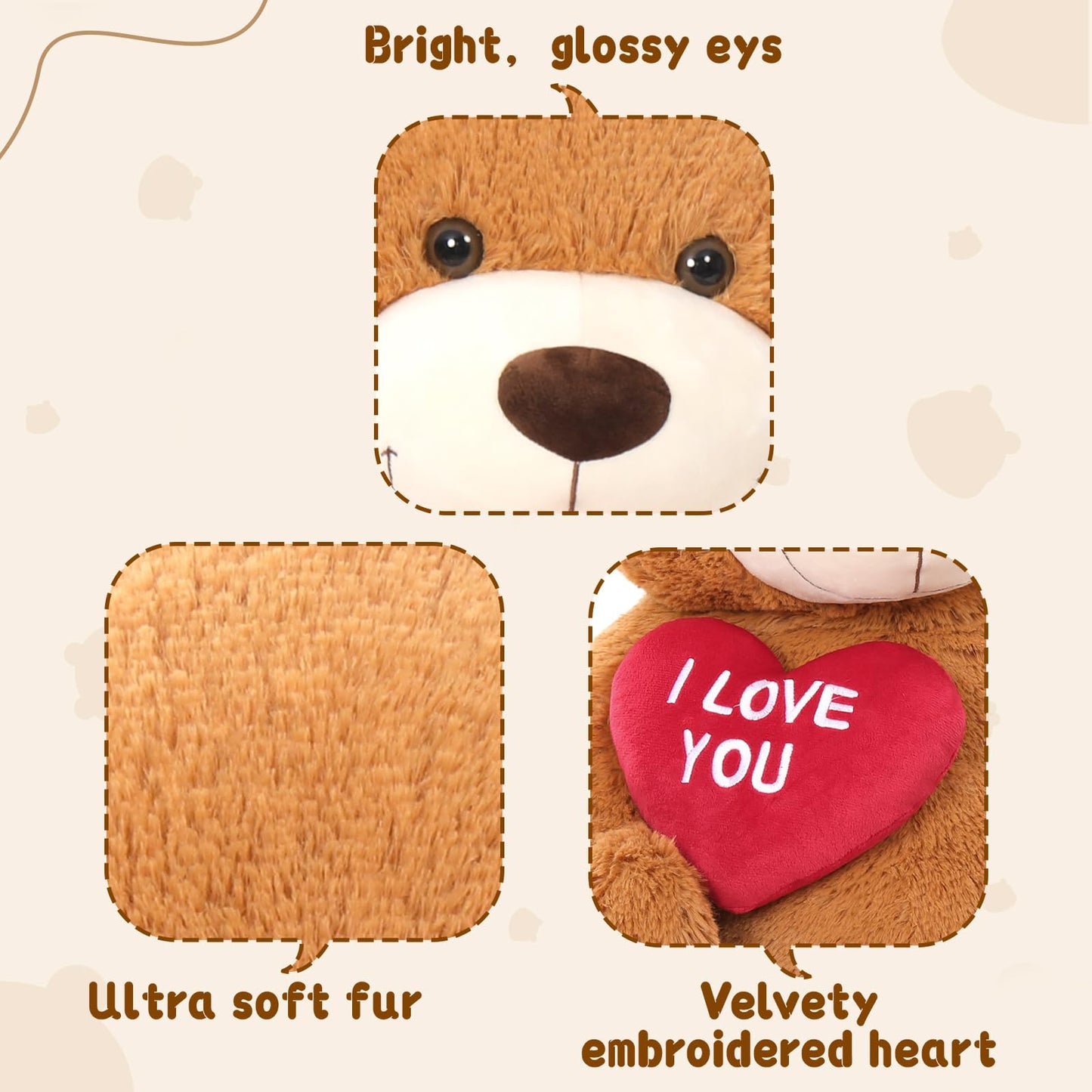 MaoGoLan Big Teddy Bear 4.3ft - I Love You Red Heart Giant Plush Toy