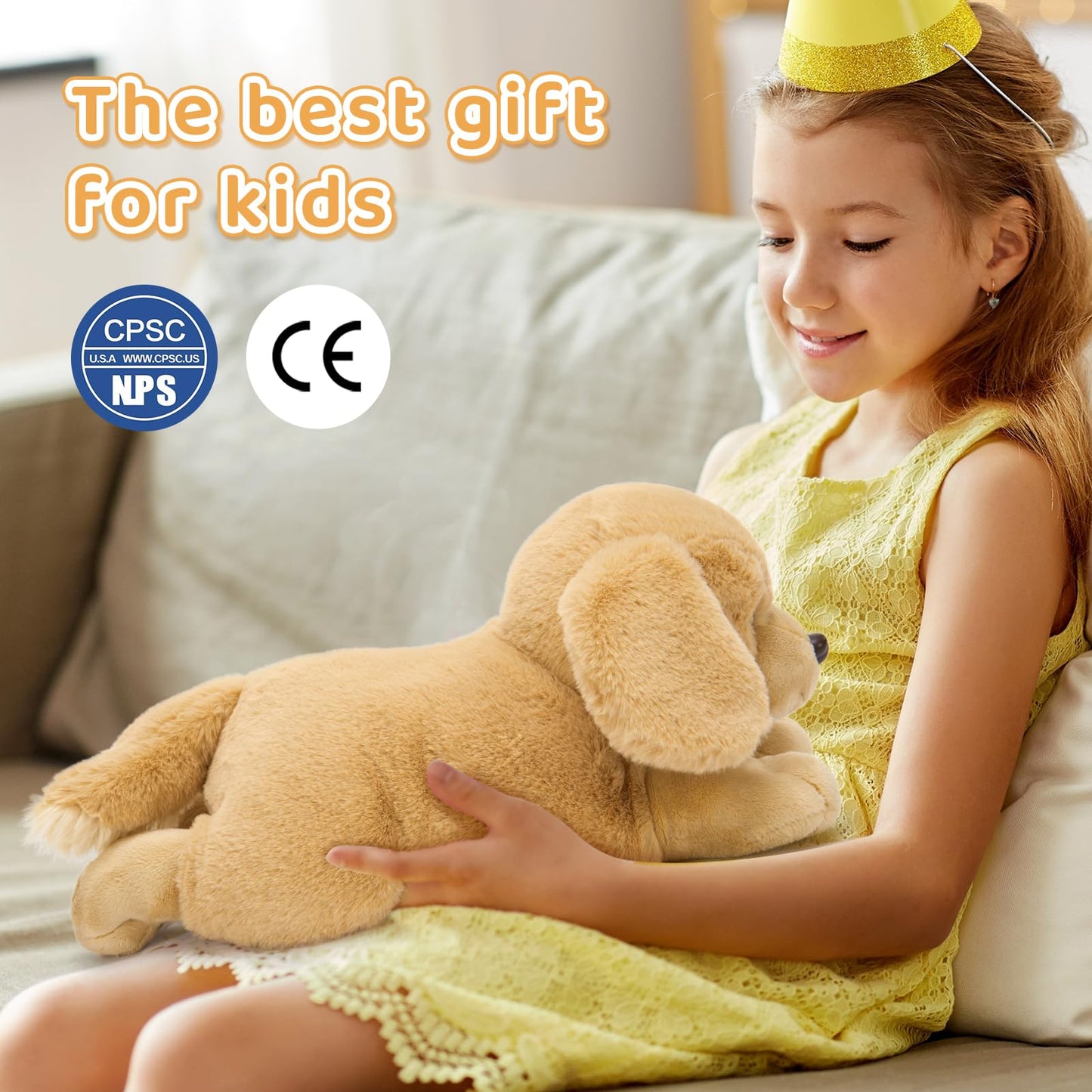 MaoGoLan 4-Piece Golden Retriever Plush Set – Mama Dog with 3 Puppies, 18" Soft Stuffed Animals