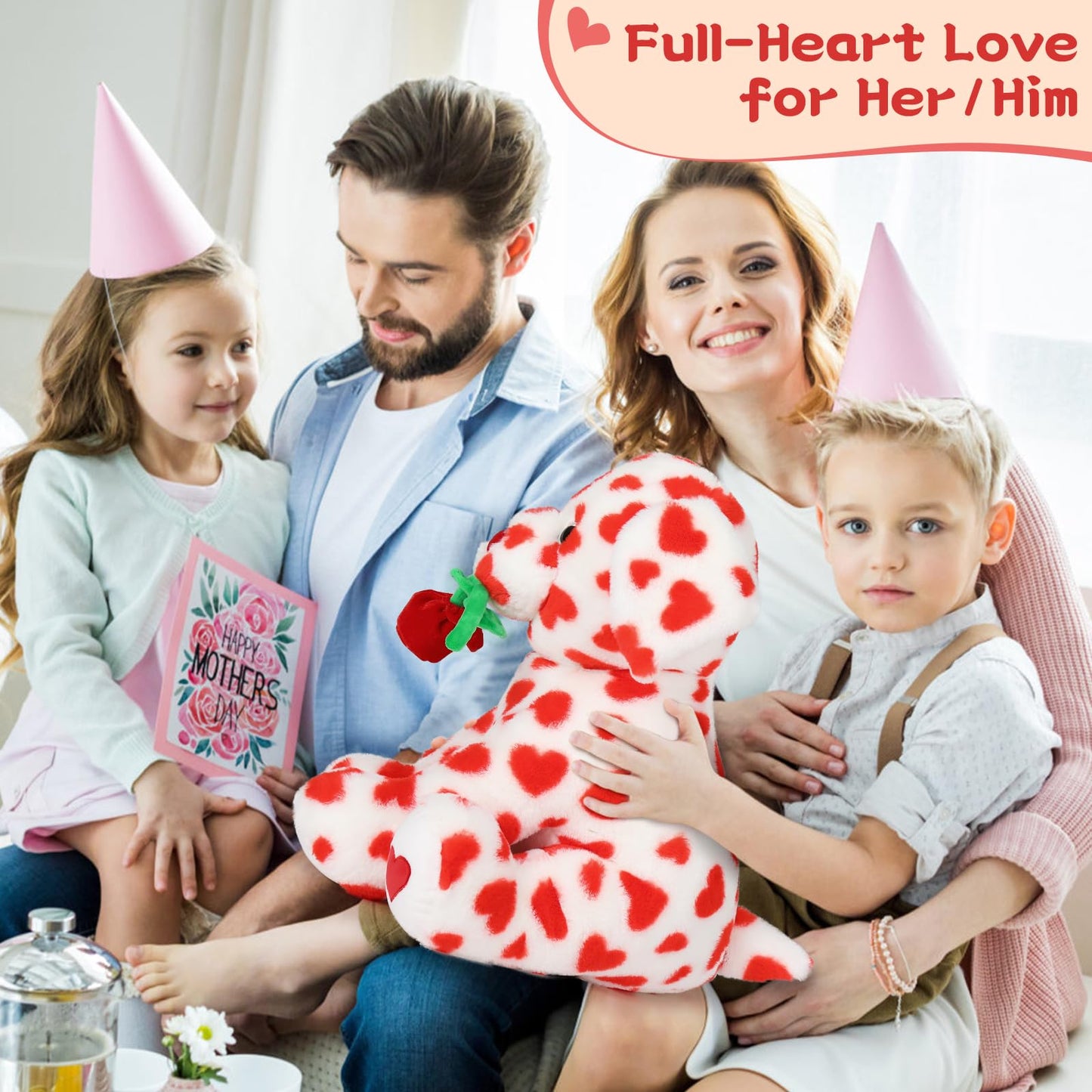 MaoGoLan 18-Inch Dalmatian Plush Dog with Red Rose – Large Soft Stuffed Puppy Gift