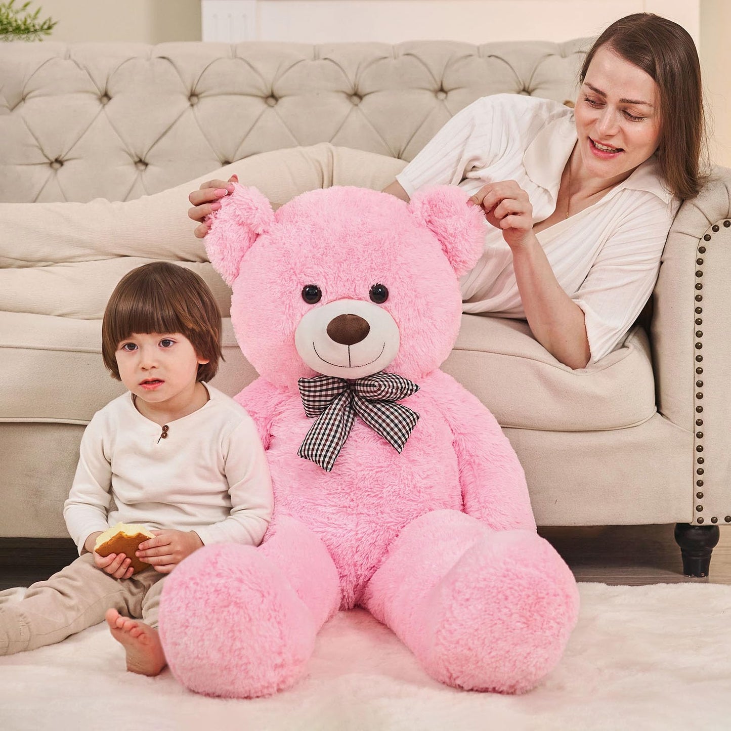 MaoGoLan Giant Teddy Bear - 4 ft Pink Plush, Adorable Big Teddy Bear for Gifts & Decor
