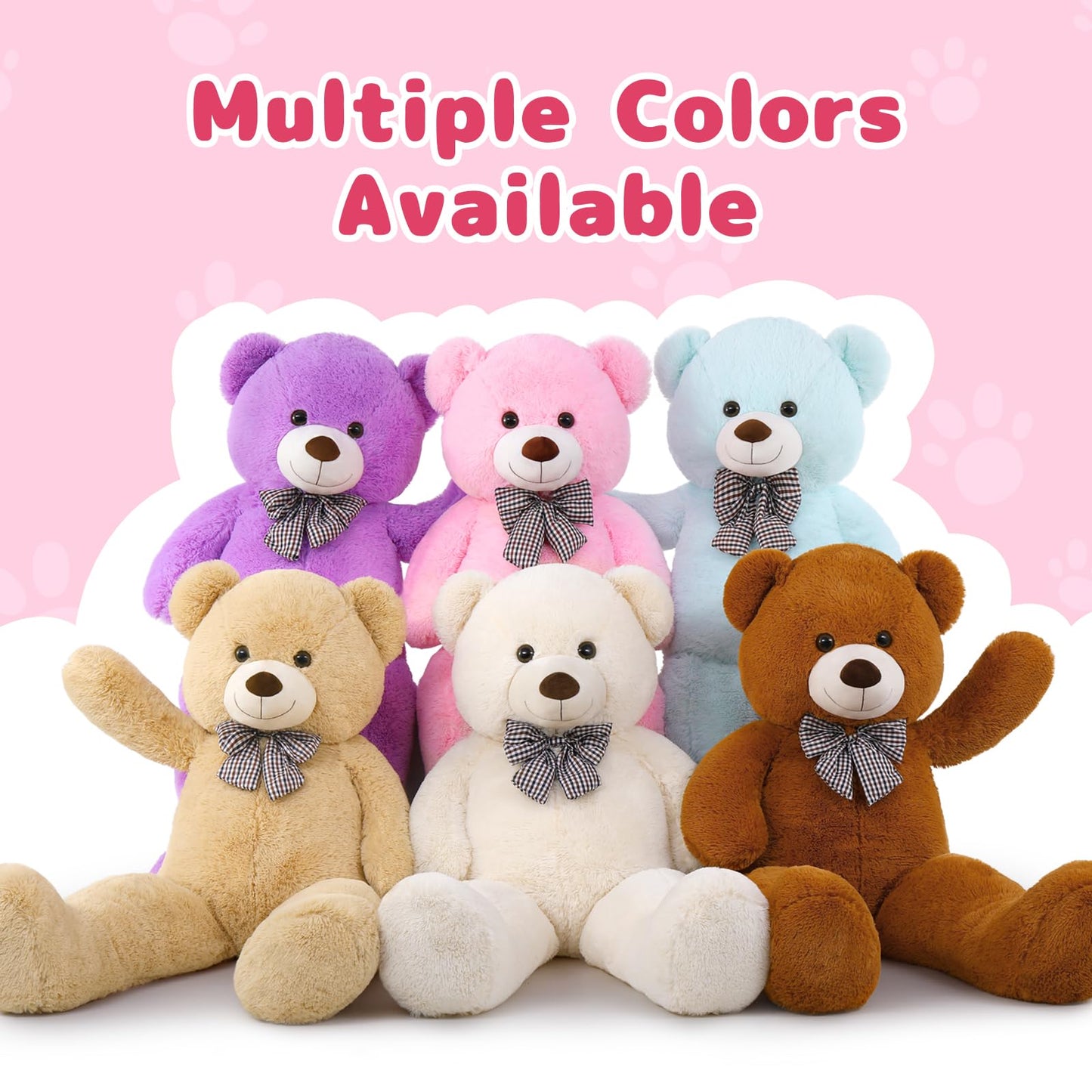 MaoGoLan Giant Teddy Bear - 4 ft Pink Plush, Adorable Big Teddy Bear for Gifts & Decor