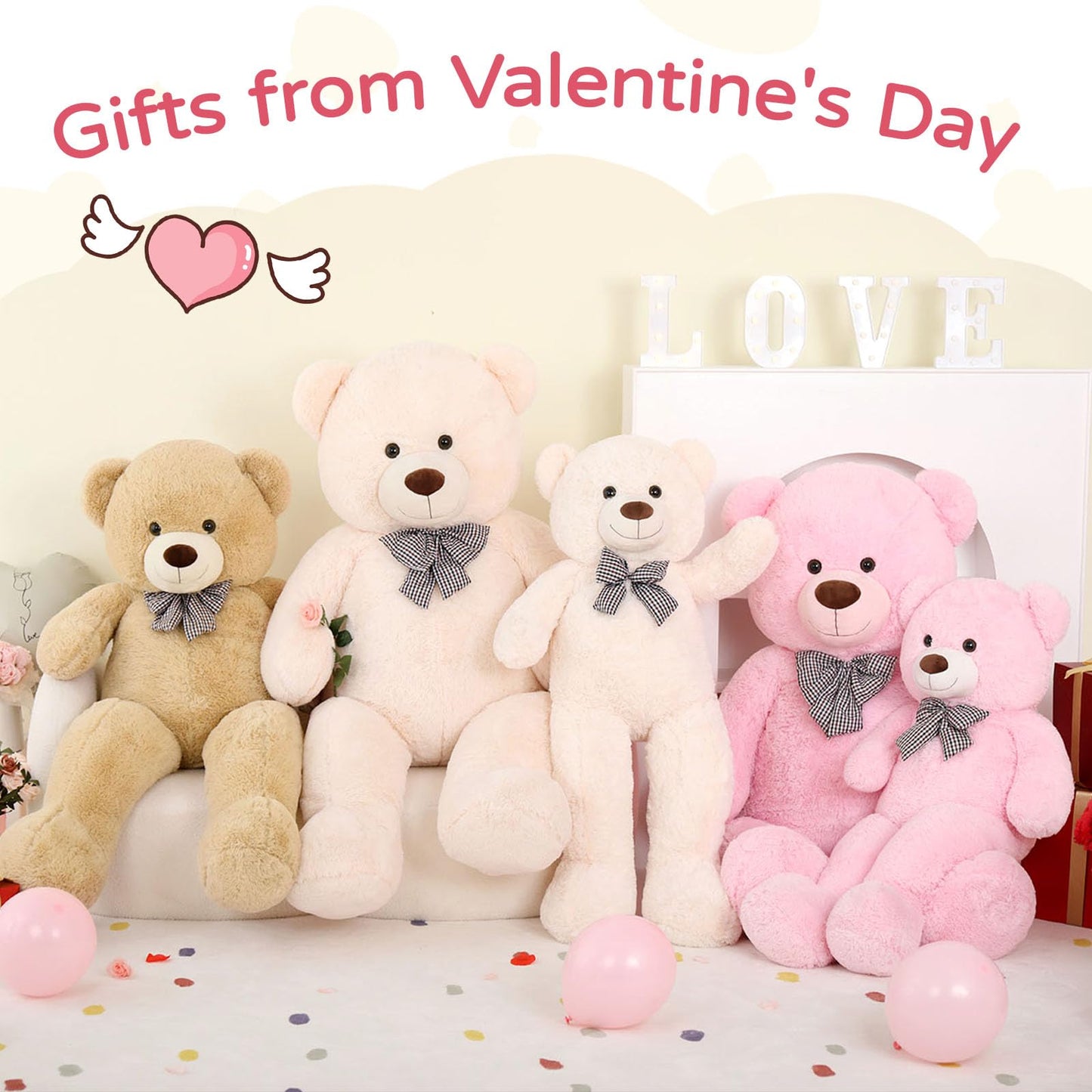 MaoGoLan Giant Teddy Bear - 4 ft Pink Plush, Adorable Big Teddy Bear for Gifts & Decor