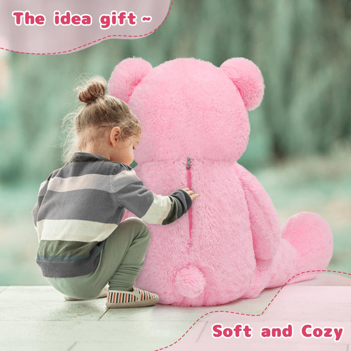 MaoGoLan Giant Teddy Bear - 4 ft Pink Plush, Adorable Big Teddy Bear for Gifts & Decor
