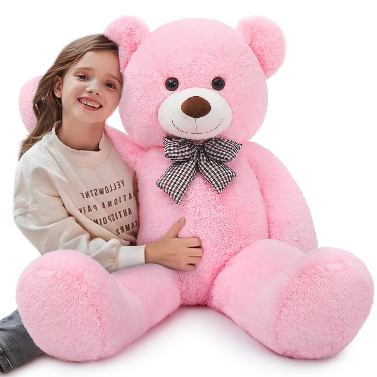 MaoGoLan Giant Teddy Bear - 4 ft Pink Plush, Adorable Big Teddy Bear for Gifts & Decor