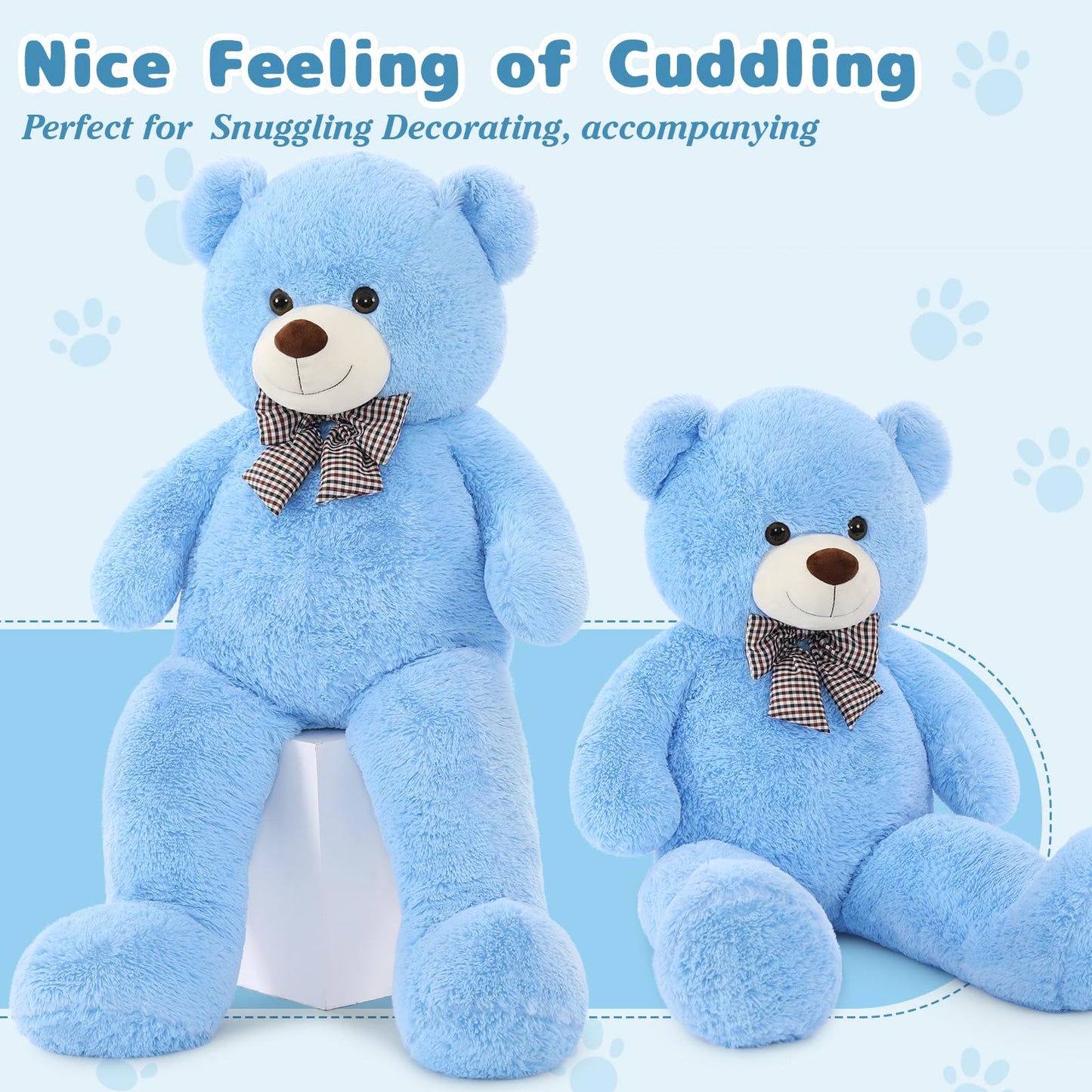 MaoGoLan Large Blue Teddy Bear 55-Inch Jumbo Plush for Cozy Hugs