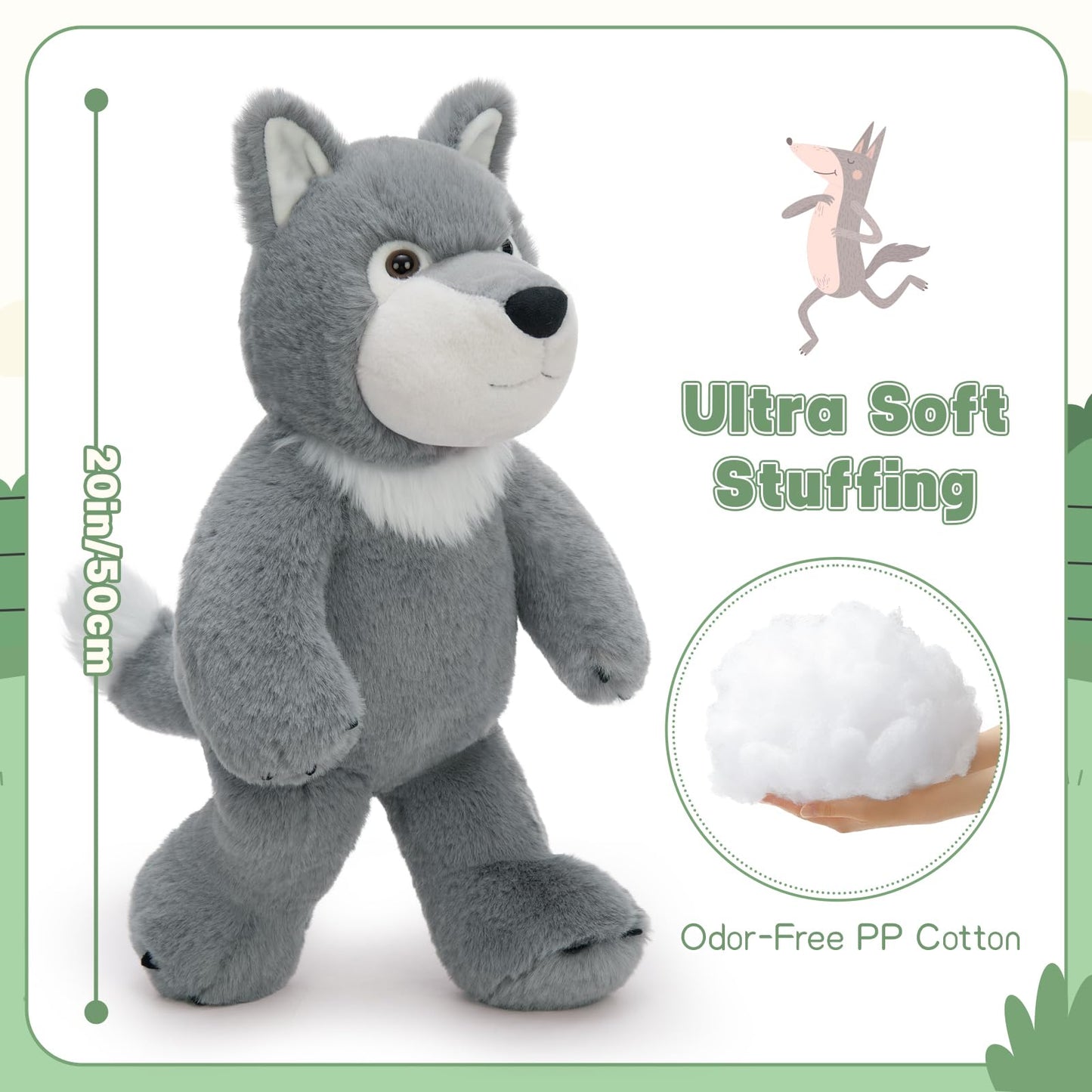MaoGoLan 22-Inch Big Stuffed Wolf Plush – Soft Cuddle Toy for Kids, Decor & Gifts