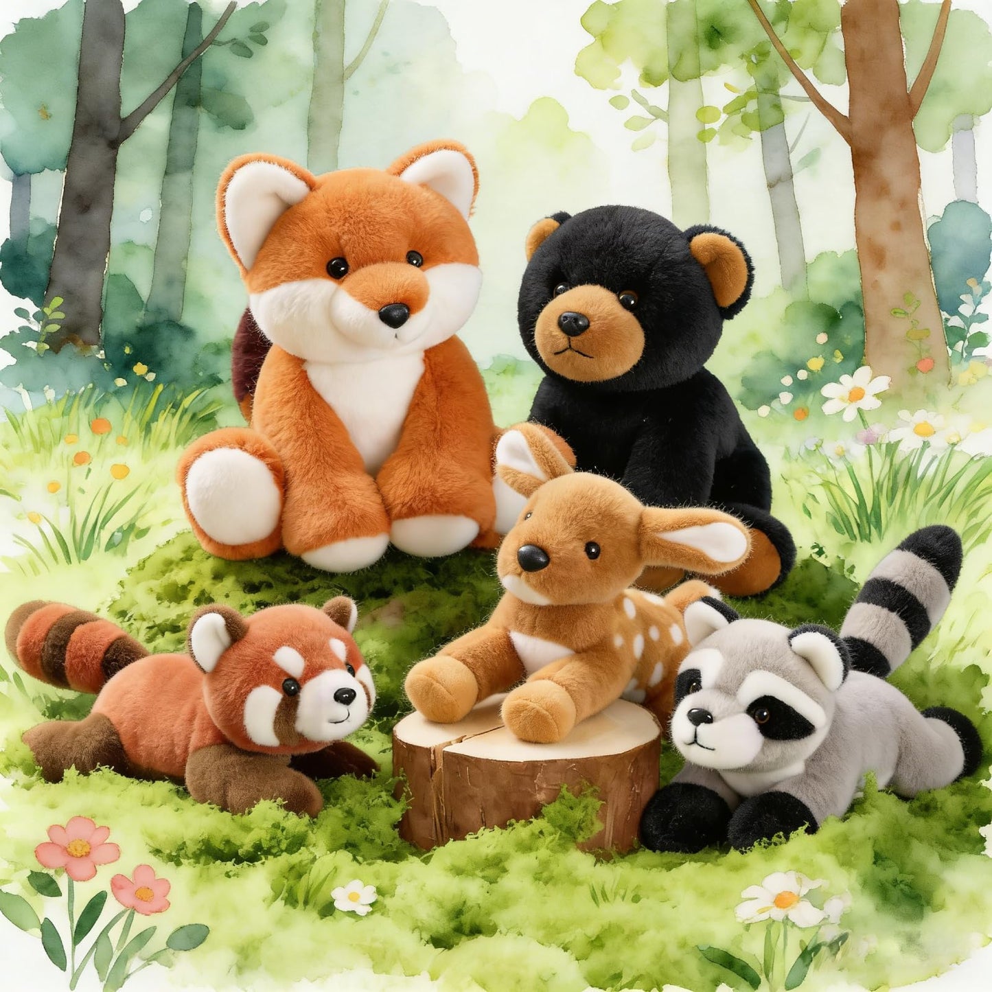 MaoGoLan 5-Pack Soft Woodland Plush Toys — 8-inch Animals for Kids, Parties & Decor