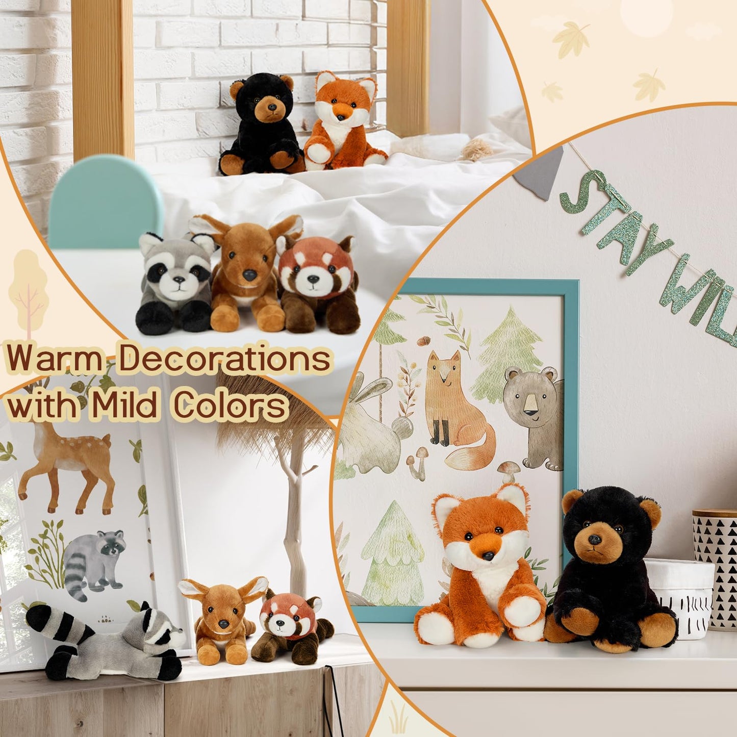 MaoGoLan 5-Pack Soft Woodland Plush Toys — 8-inch Animals for Kids, Parties & Decor