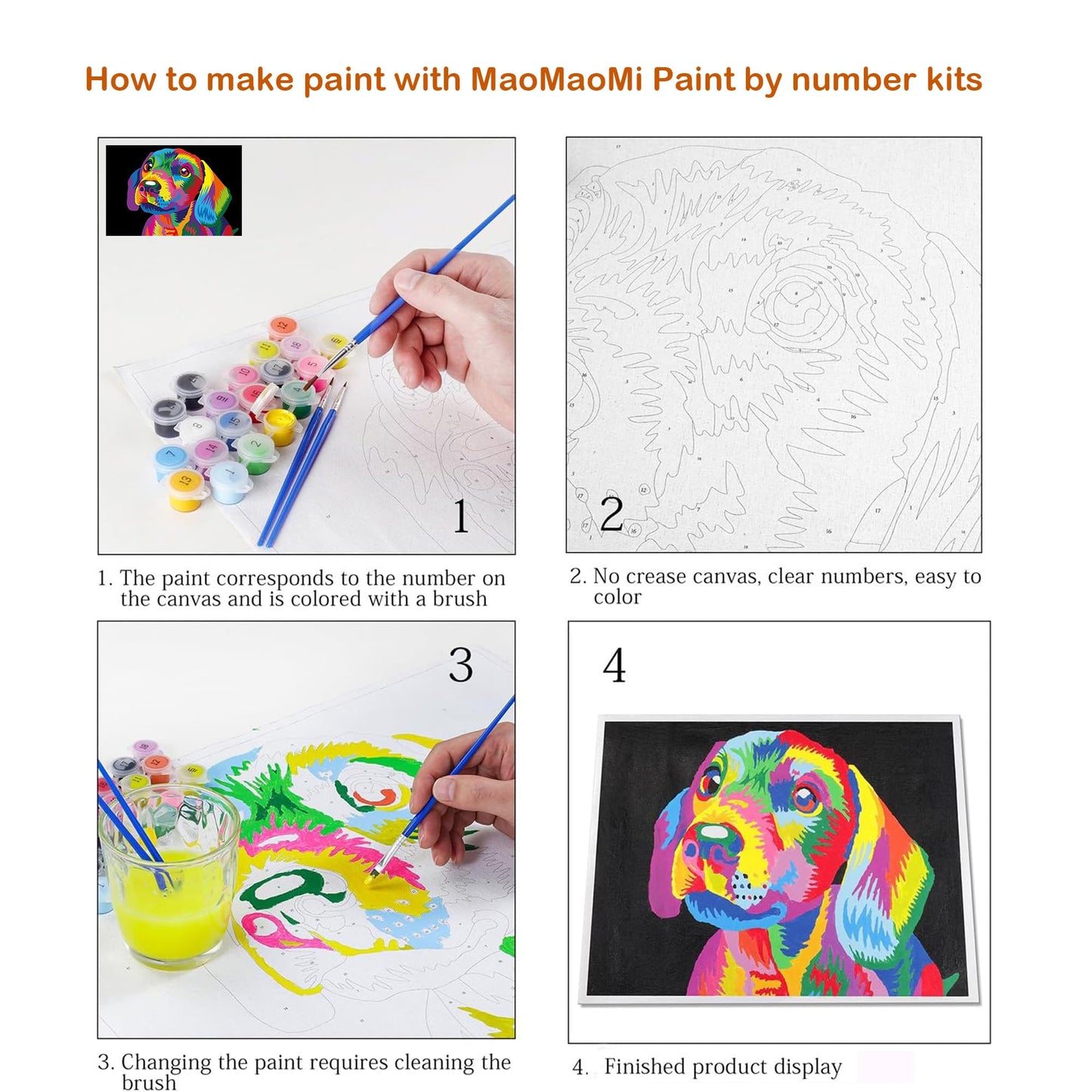 Maomaomi Wooden Framed Paint by Numbers Kit – 12x16 Horse Head Pattern for Beginners