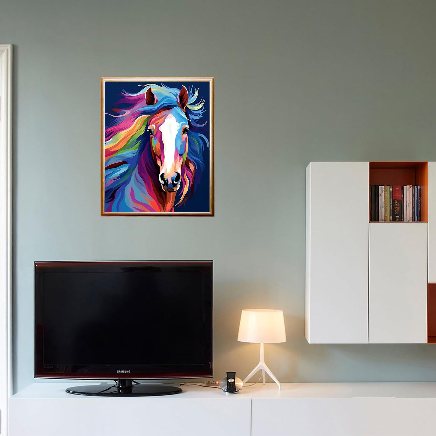 Maomaomi Wooden Framed Paint by Numbers Kit – 12x16 Horse Head Pattern for Beginners